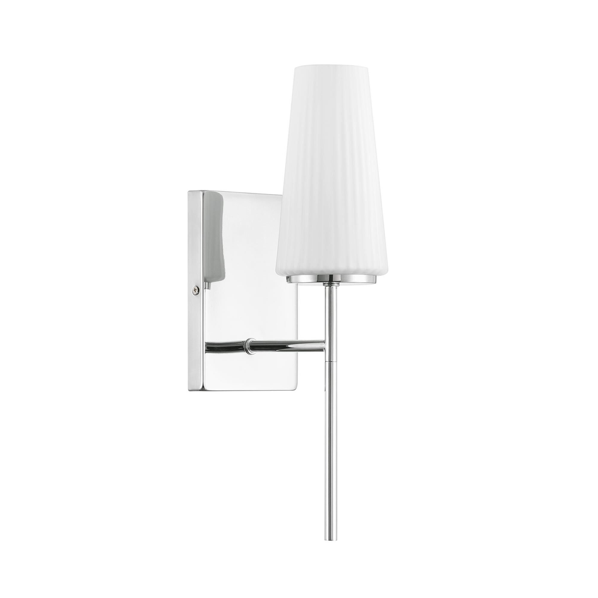 Shown in Chrome finish and Fluted White Opal glass