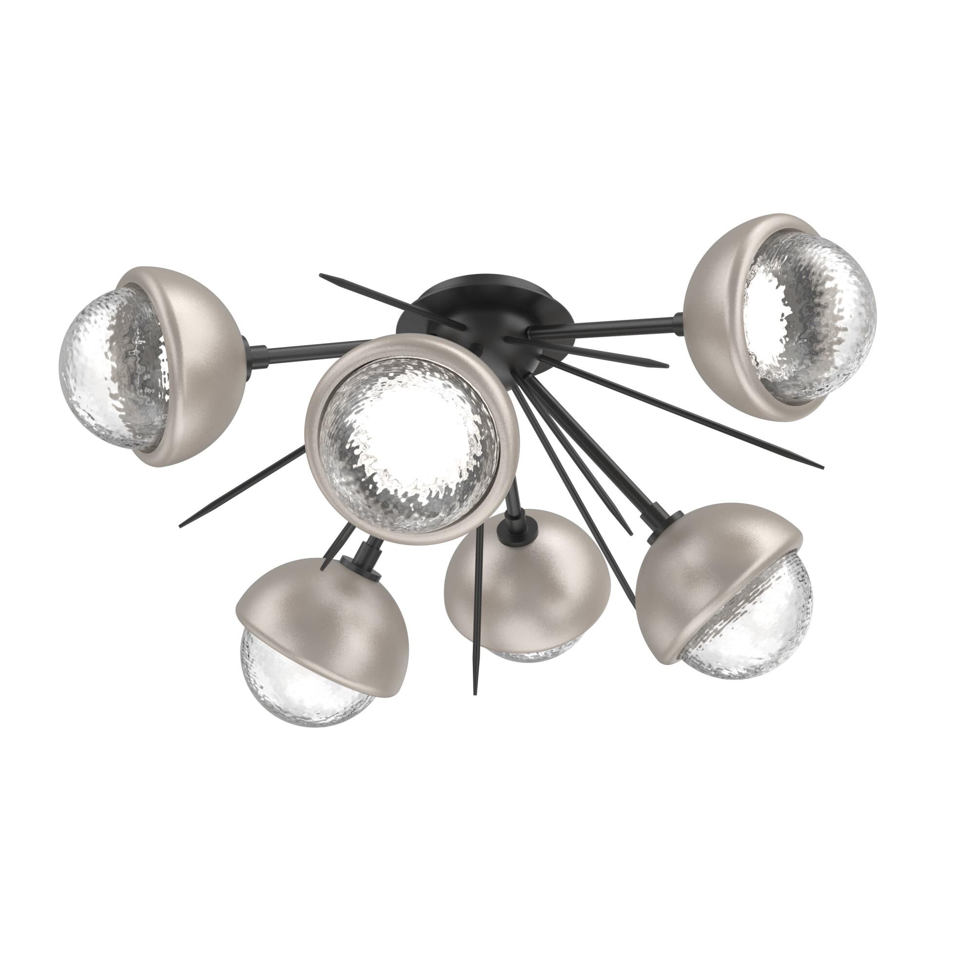 Shown in Matte Black finish and Clear glass and Beige Silver accent