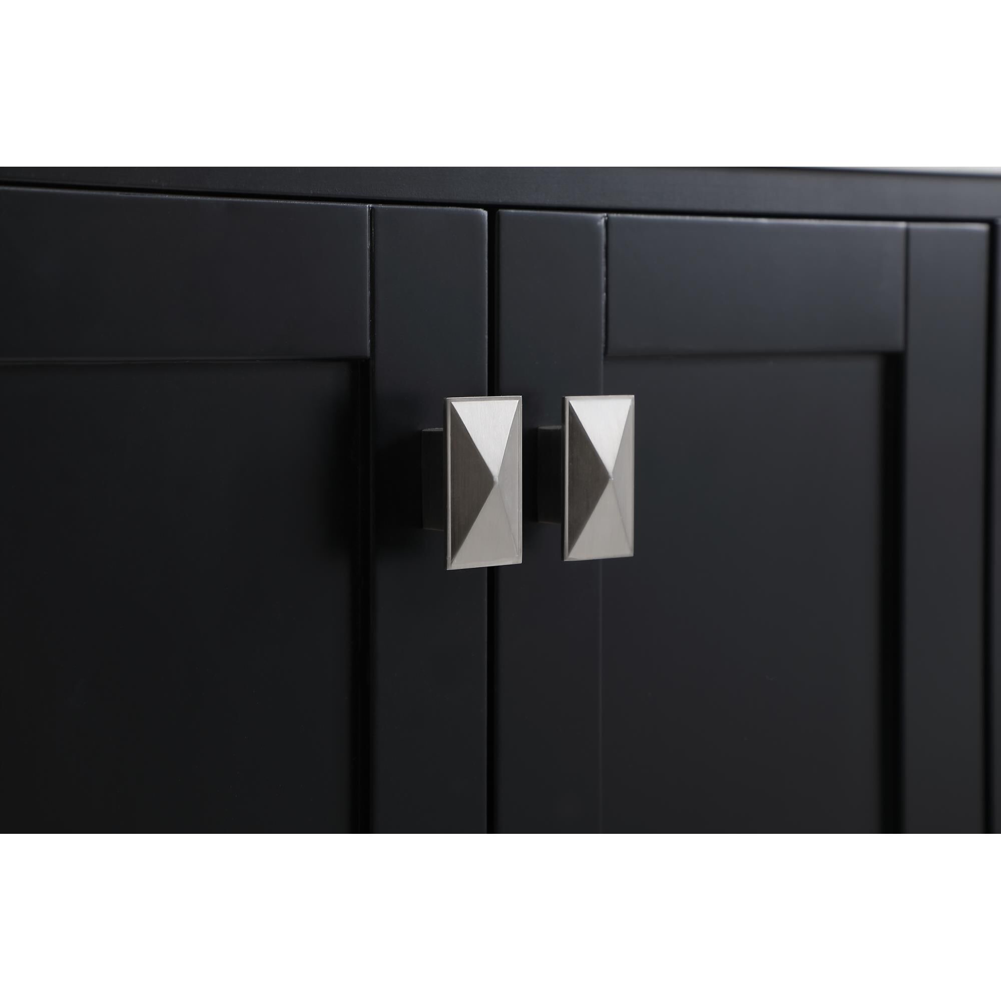 Shown in Black And Brushed Nickel With Carrara White Marble finish