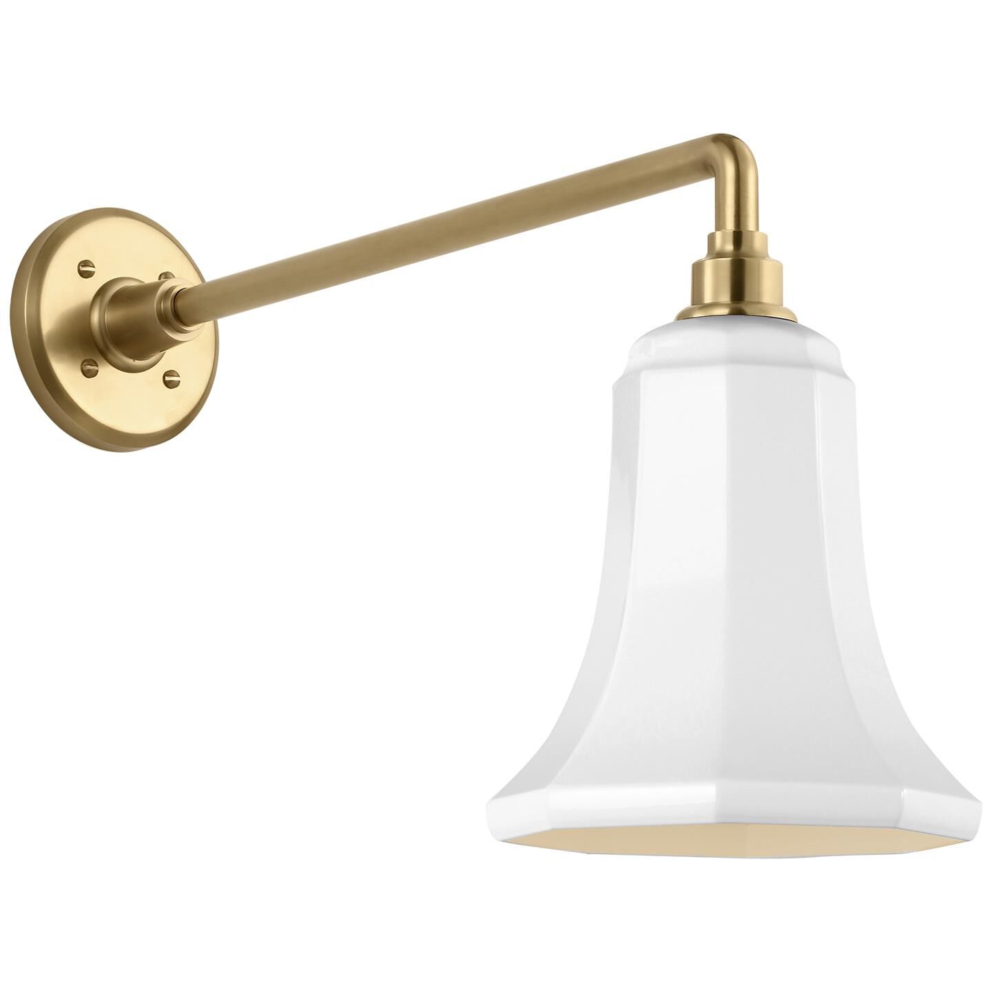 Shown in Hand-Rubbed Antique Brass finish and White Savannah shade