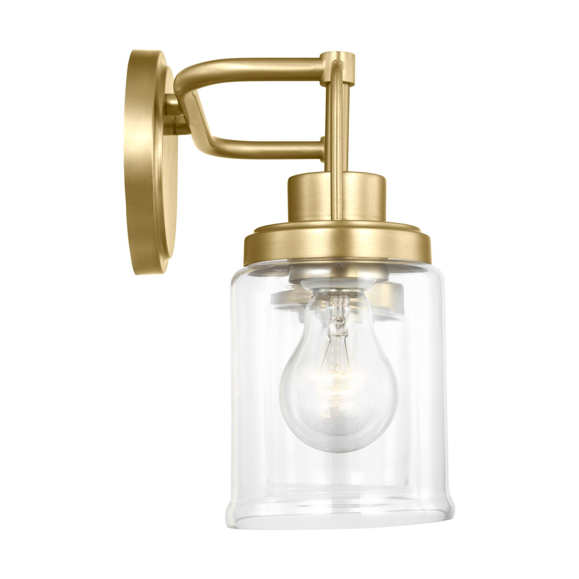 Shown in Satin Brass finish and Clear glass