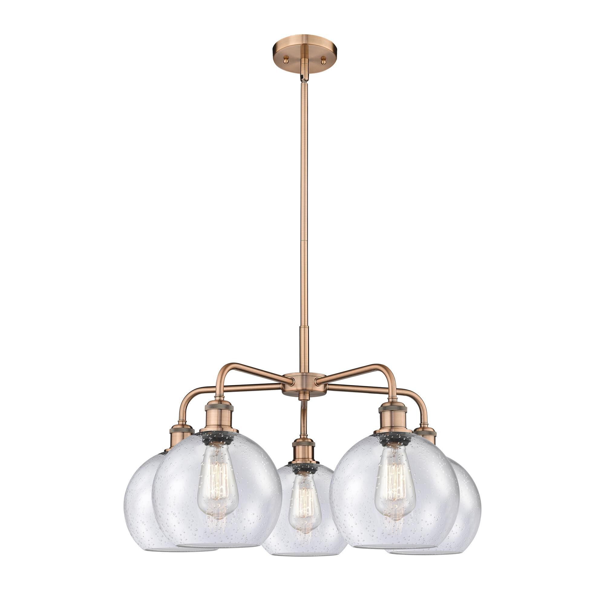Shown in Antique Copper finish and Seedy glass