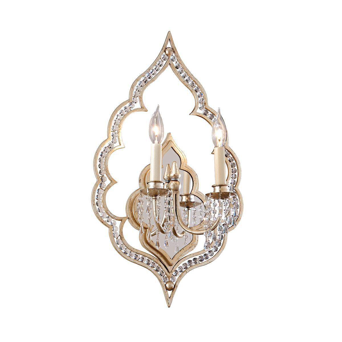 Shown in Silver Leaf With Antique Mist finish and Faceted  crystal