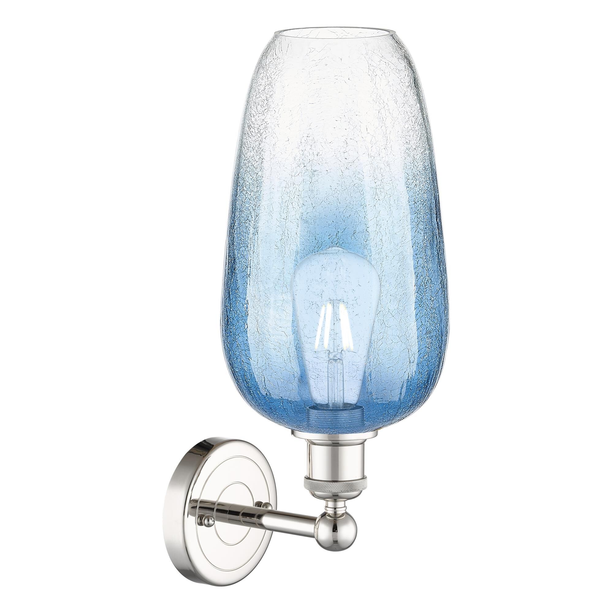 Shown in Polished Nickel finish and Sapphire Blue glass