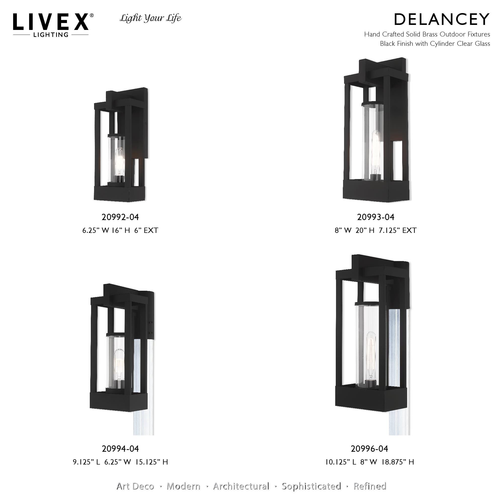 Shown in Black finish and Cylinder Clear glass