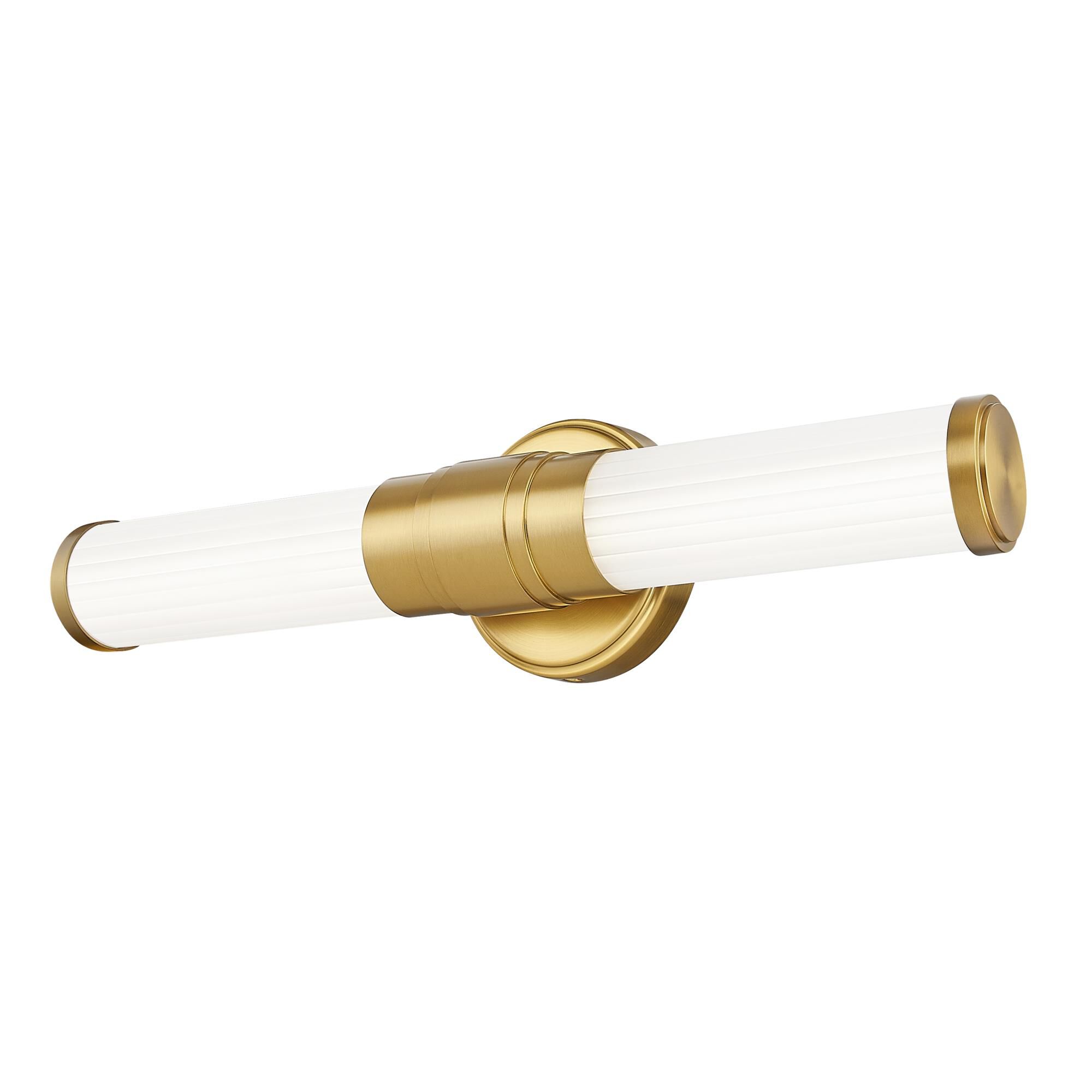 Shown in Modern Gold finish and Opal White glass and Opal White shade
