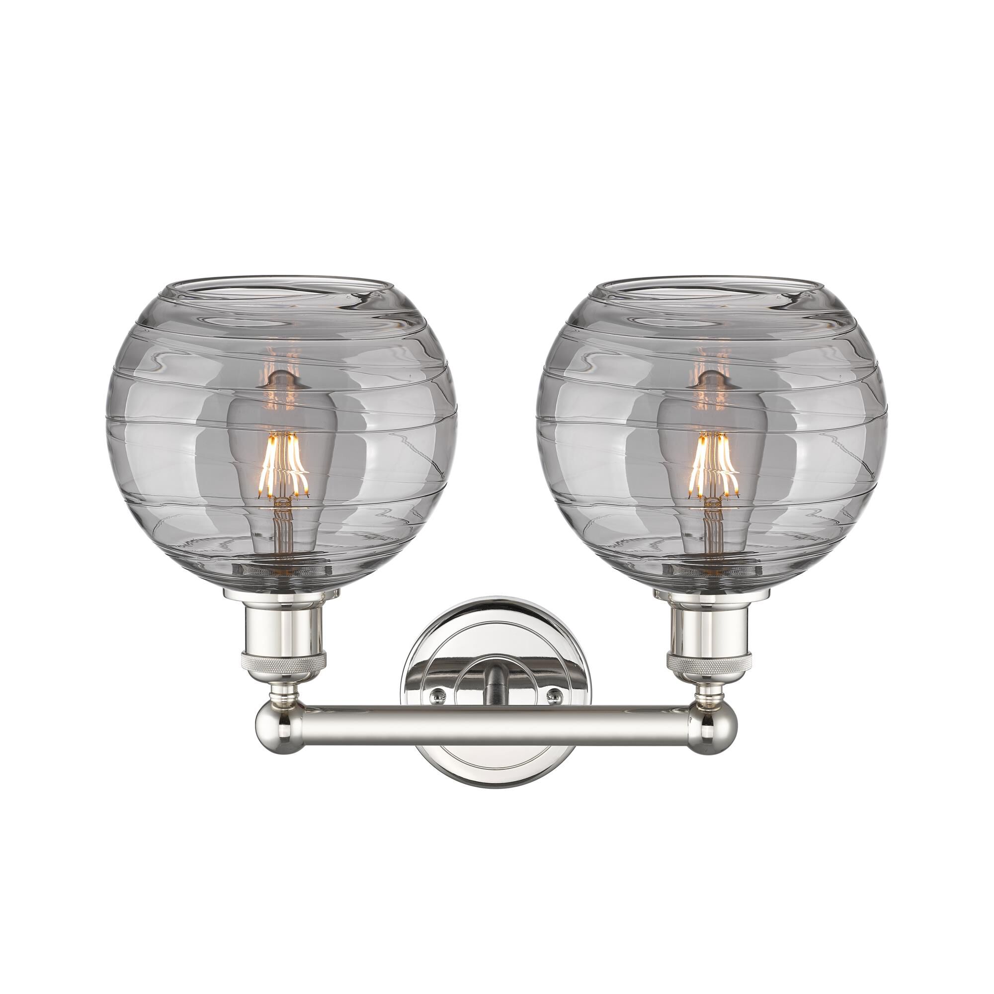 Shown in Polished Nickel finish and Light Smoke Deco Swirl glass