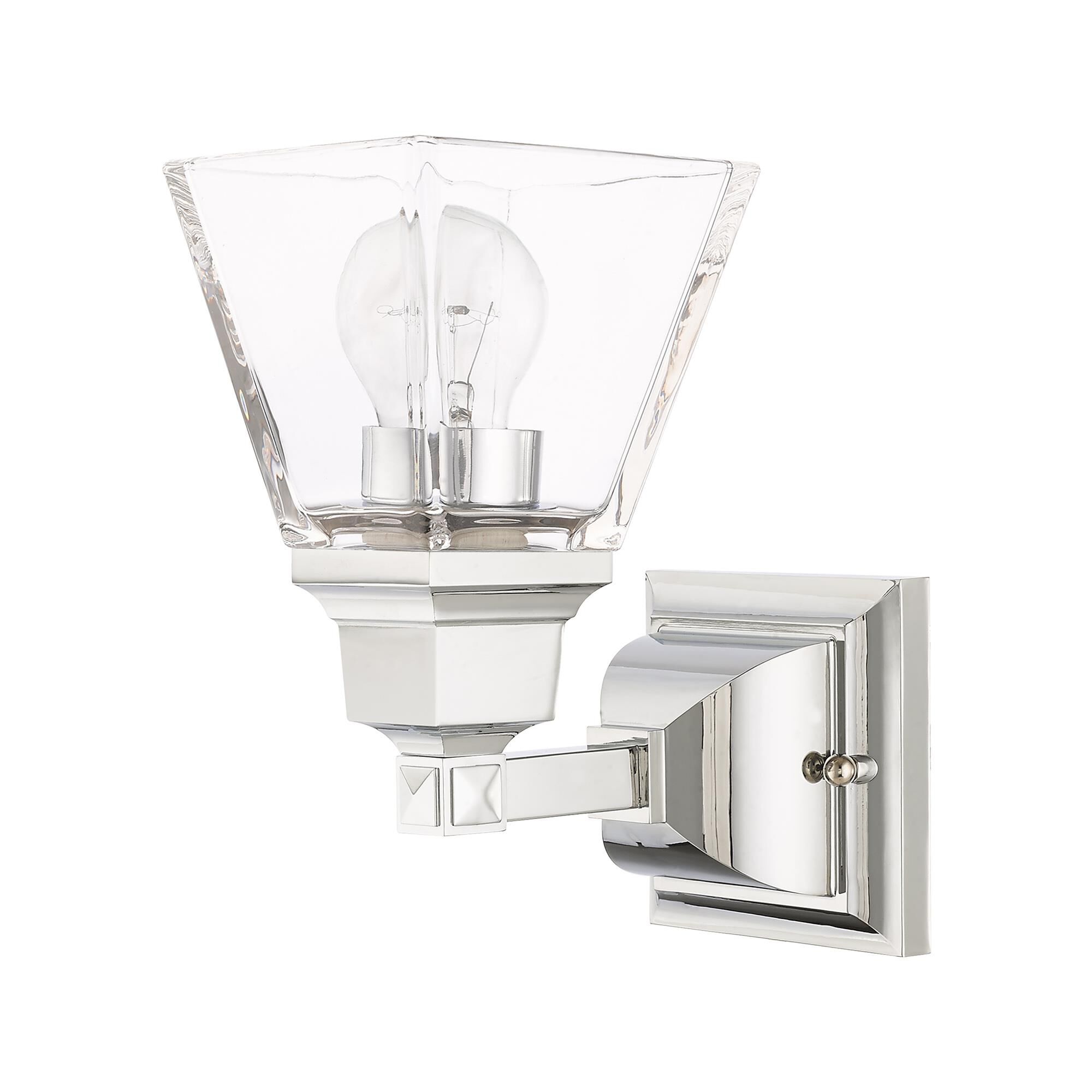 Shown in Polished Chrome finish and Clear glass and Clear Glass shade