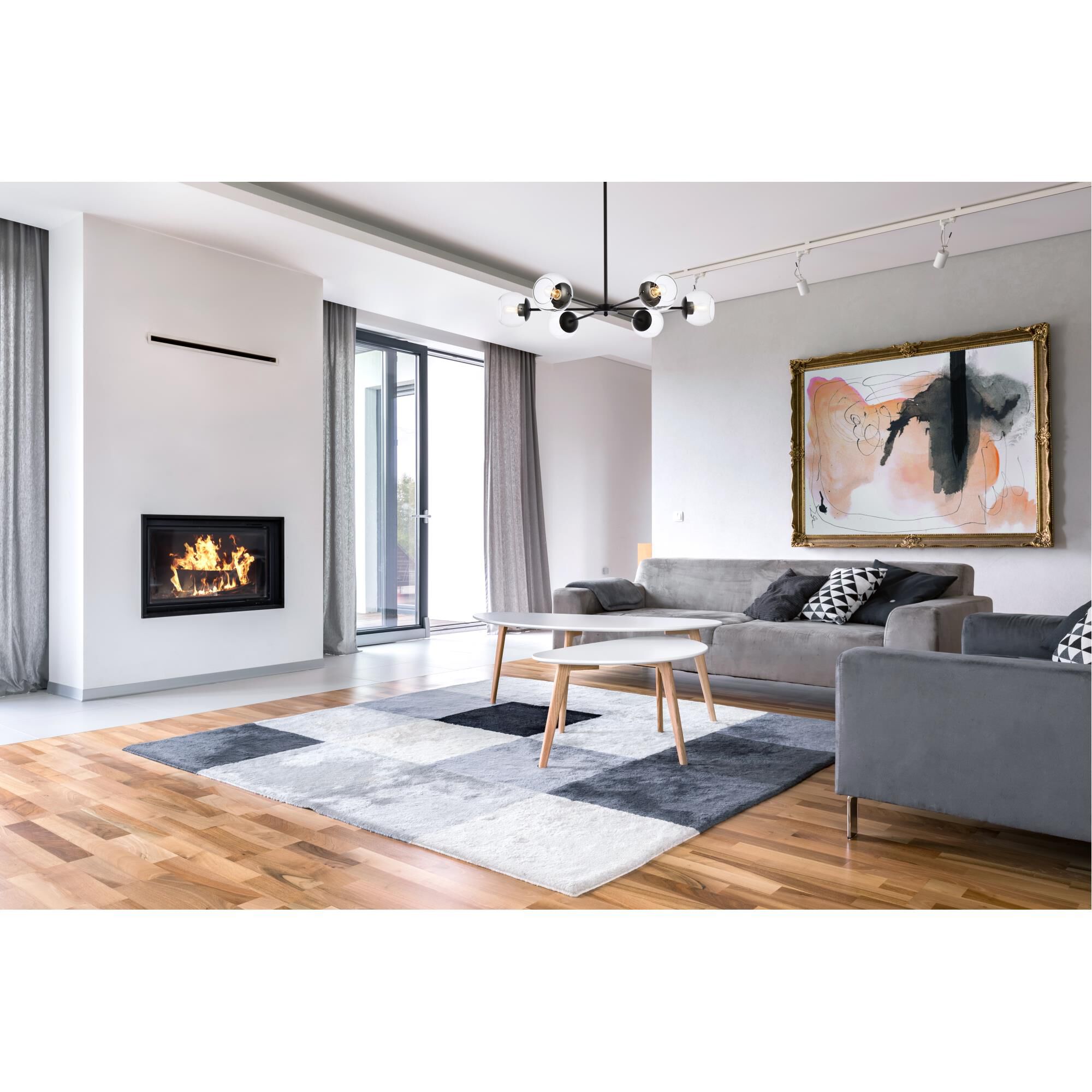 Shown in Black finish and Clear glass