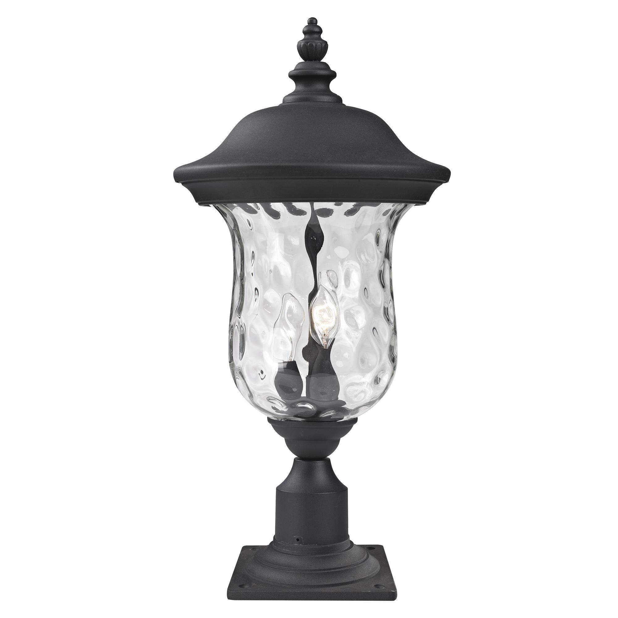 Shown in Black finish and Glass shade