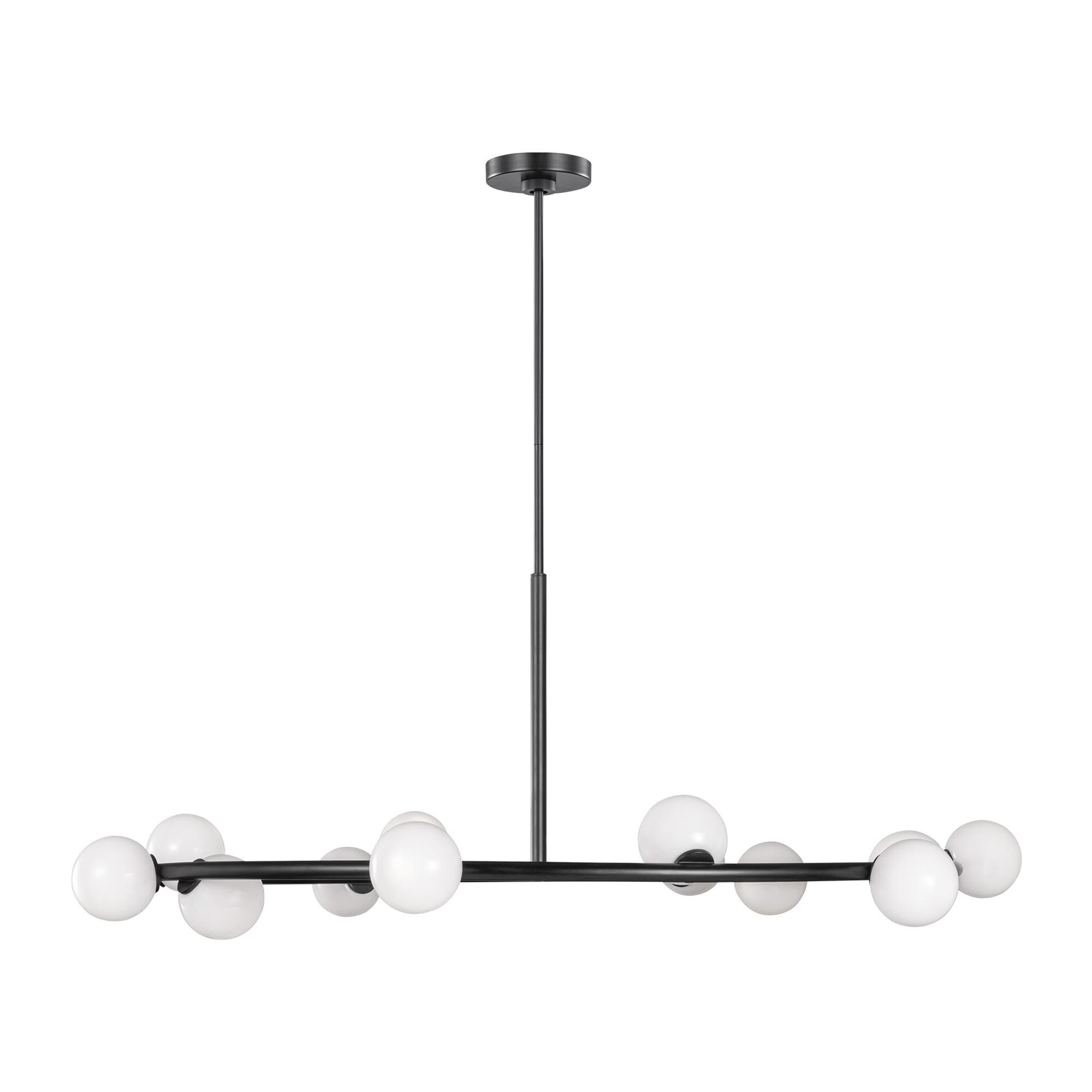 Shown in Aged Iron finish and Milk glass