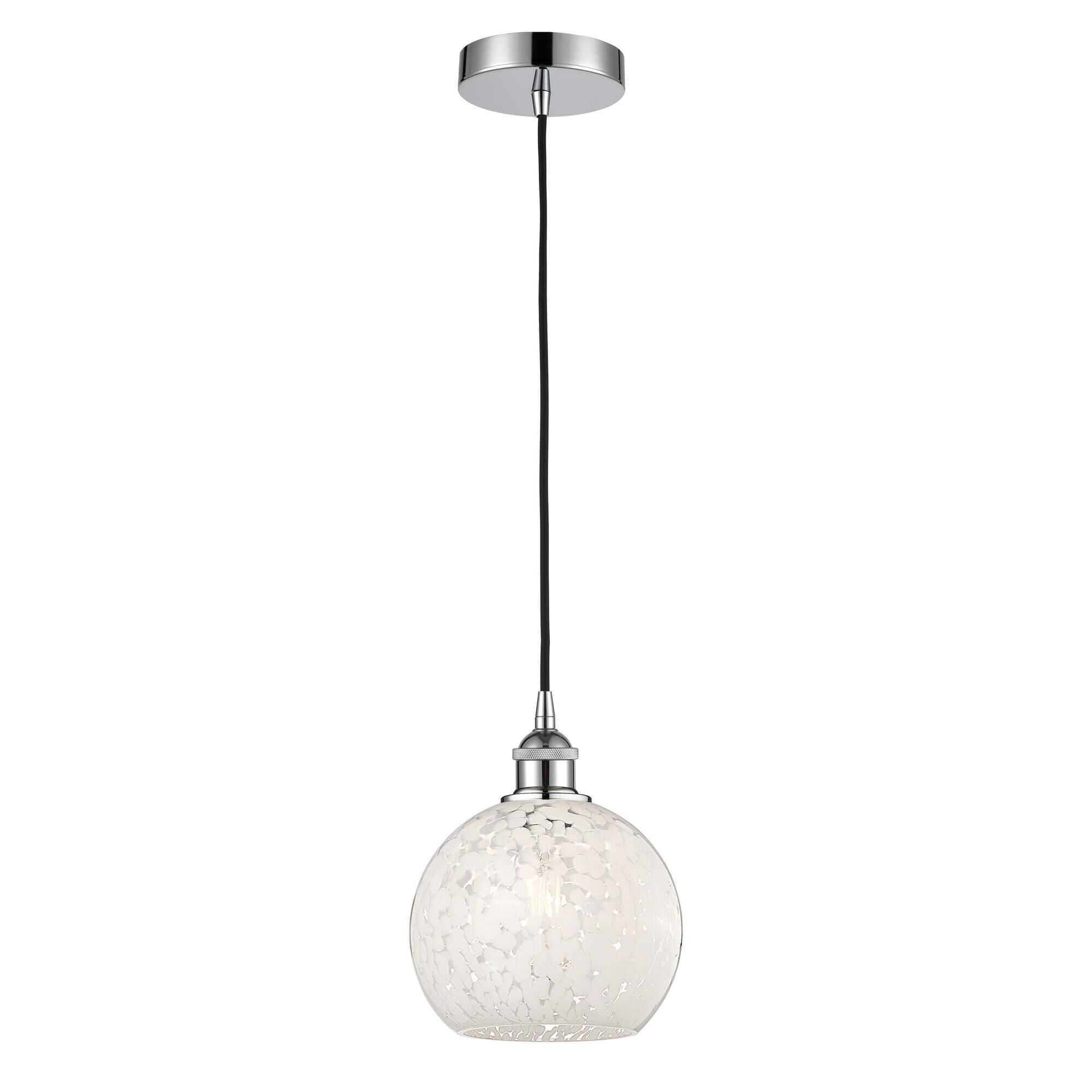 Shown in Polished Chrome finish and White Mouchette glass