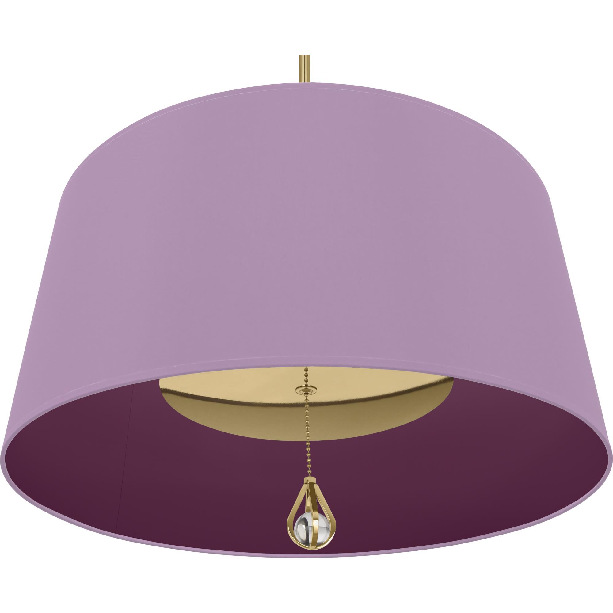 Shown in Modern Brass finish and Ludwell Lilac Fabric With Greenhow Grape Lining shade