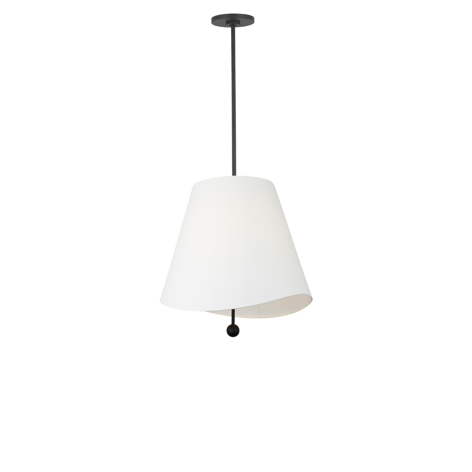 Shown in Midnight Black finish and White Linen Fabric shade