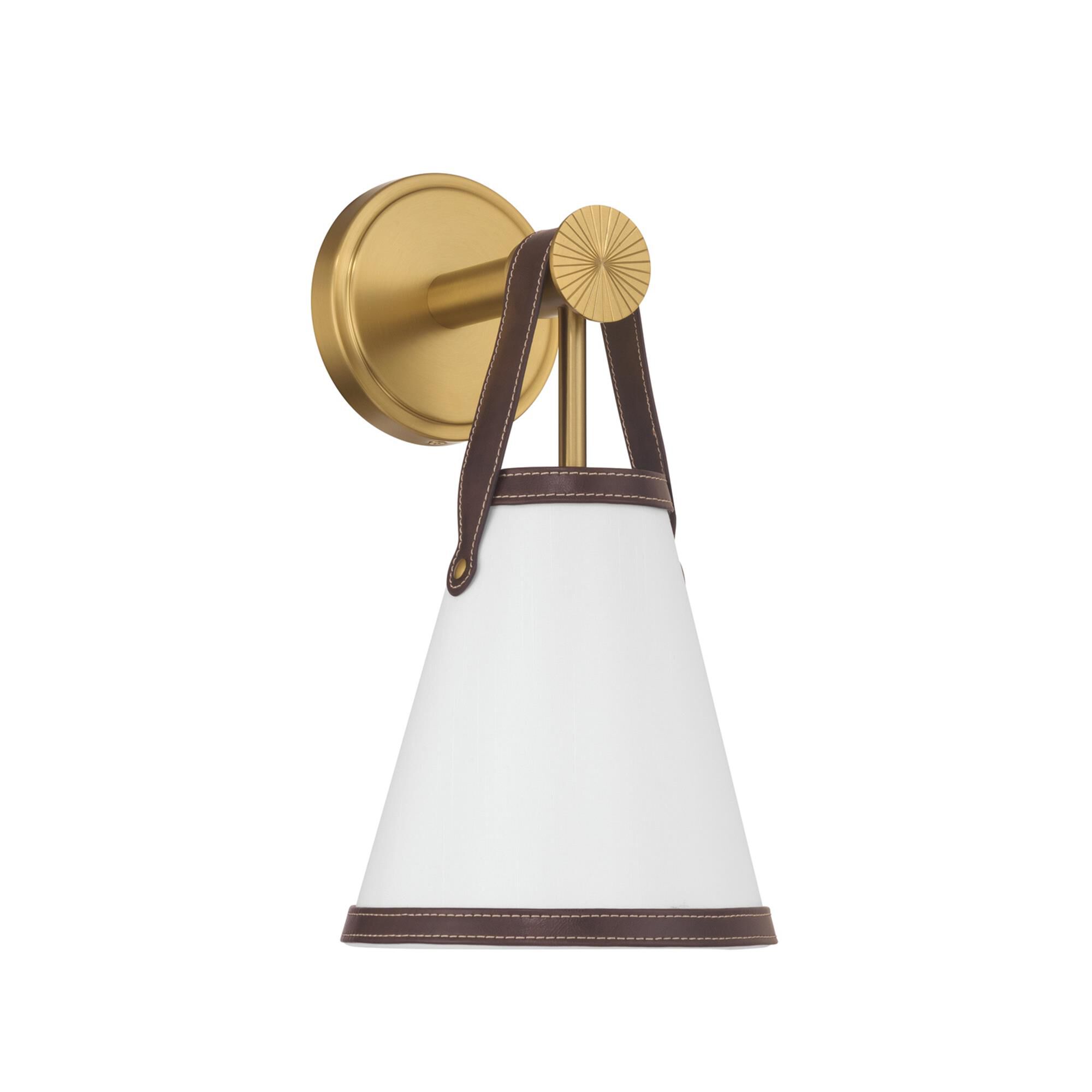 Shown in Luxe Gold finish and Fabric glass and Fabric shade