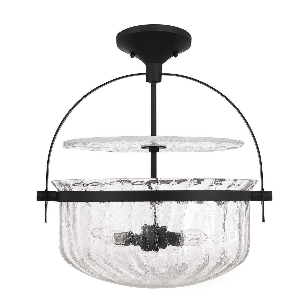 Shown in Matte Black finish and Crackled glass