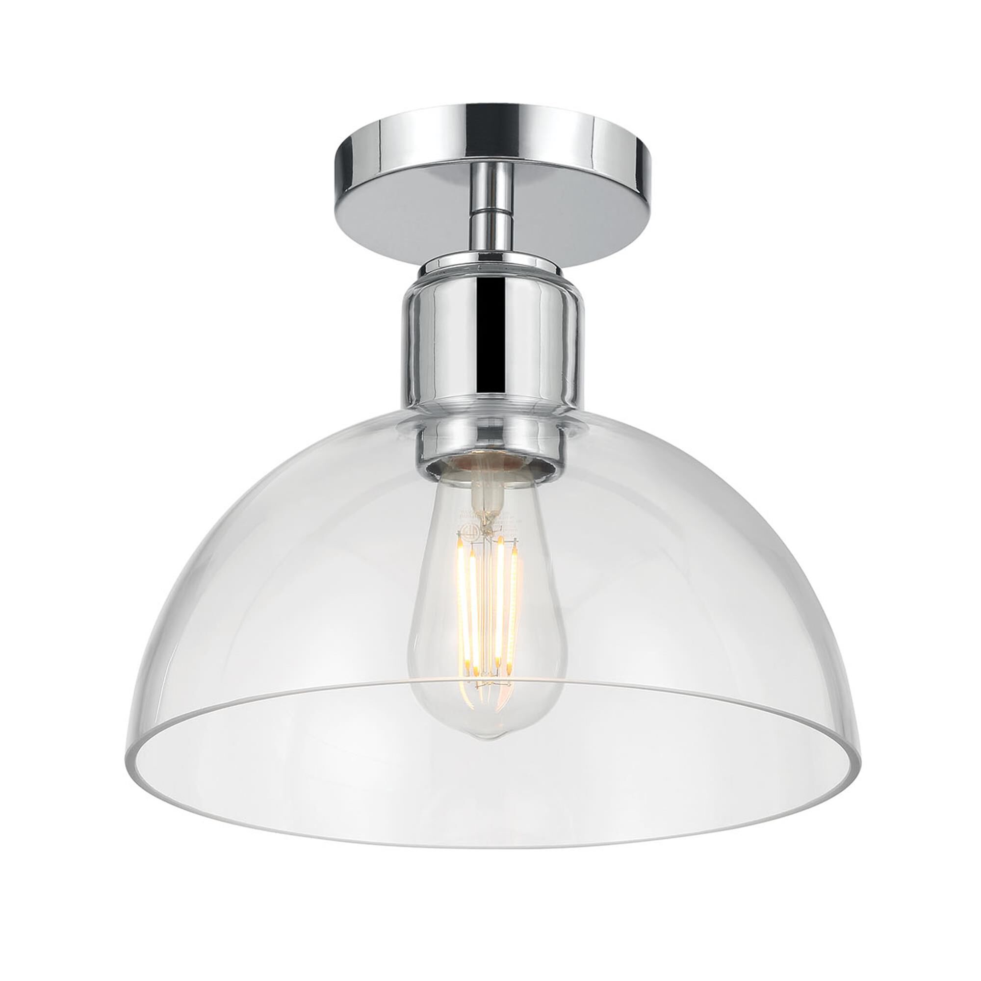 Shown in Chrome finish and Clear glass
