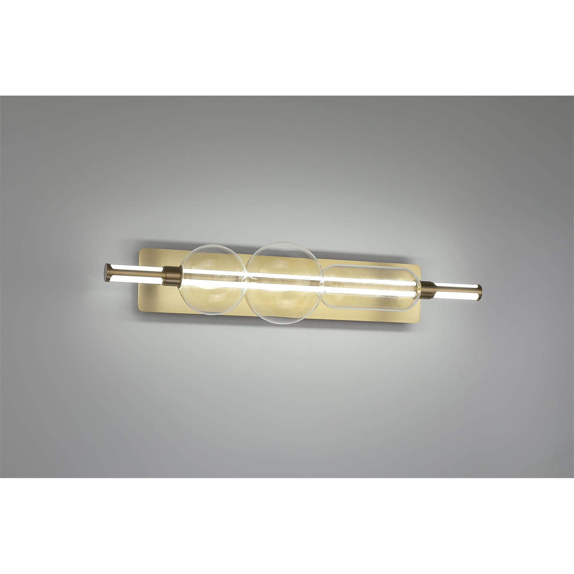Shown in Gold finish and Clear glass