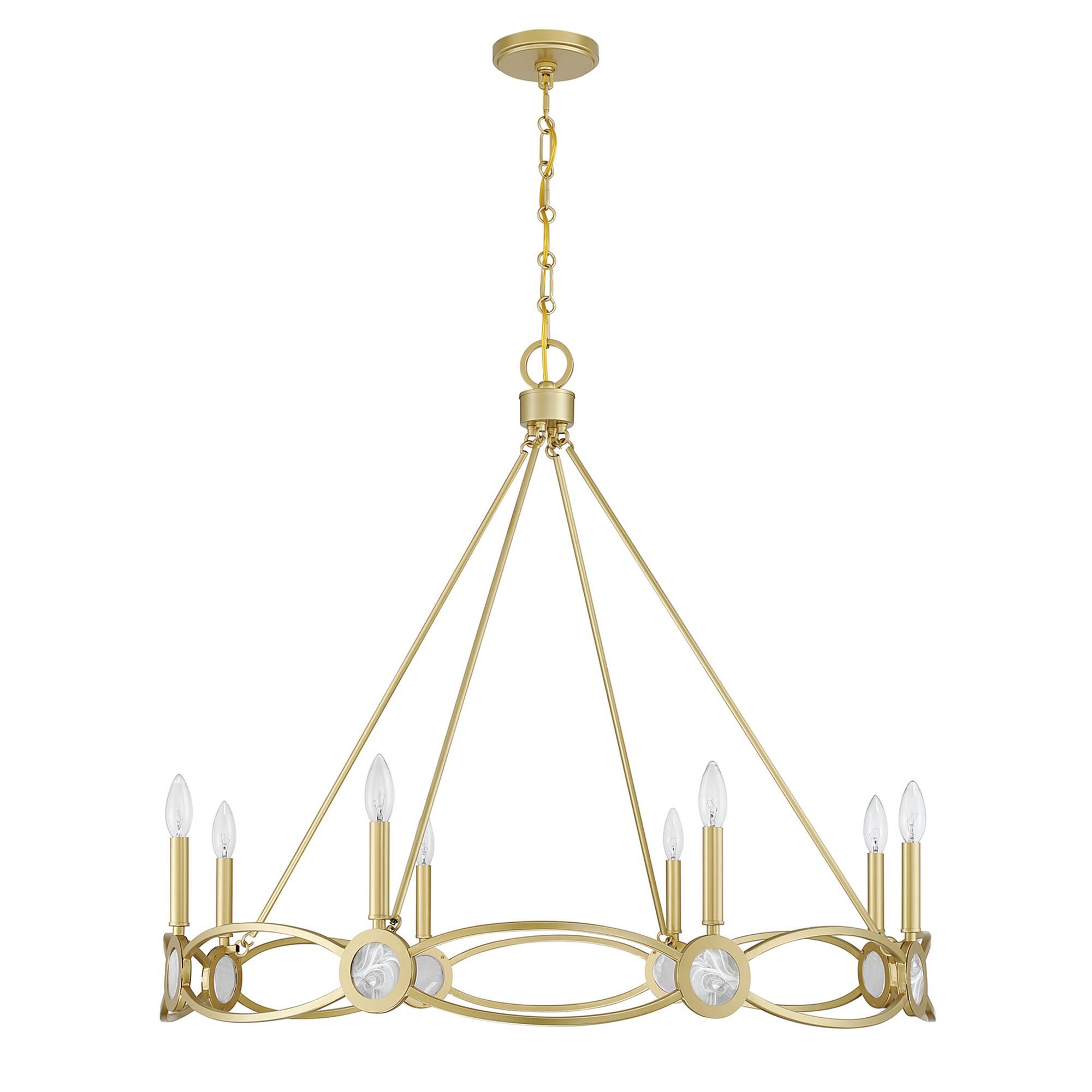 Shown in Spun Gold finish and Strie glass