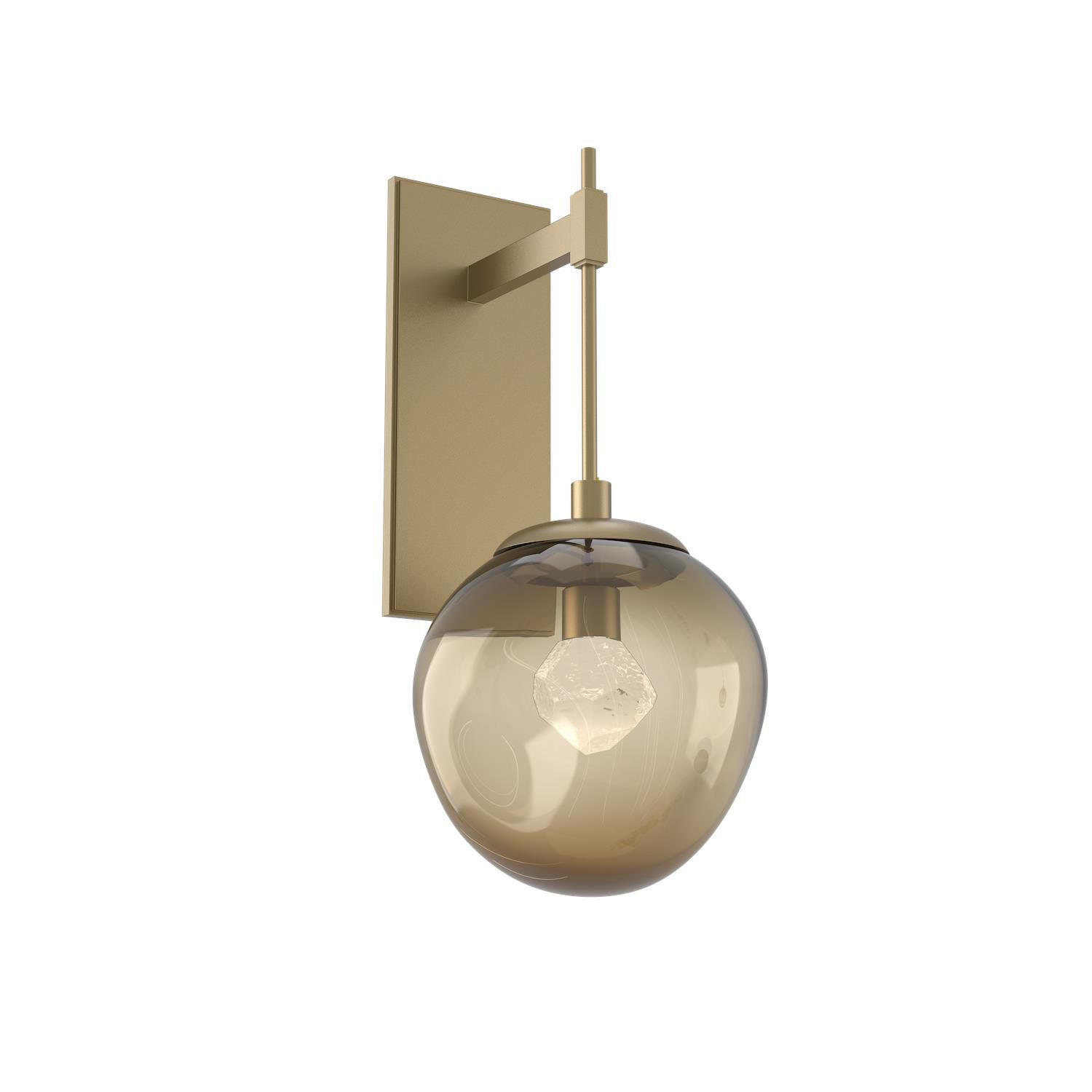 Shown in Gilded Brass finish and Bronze Zircon glass