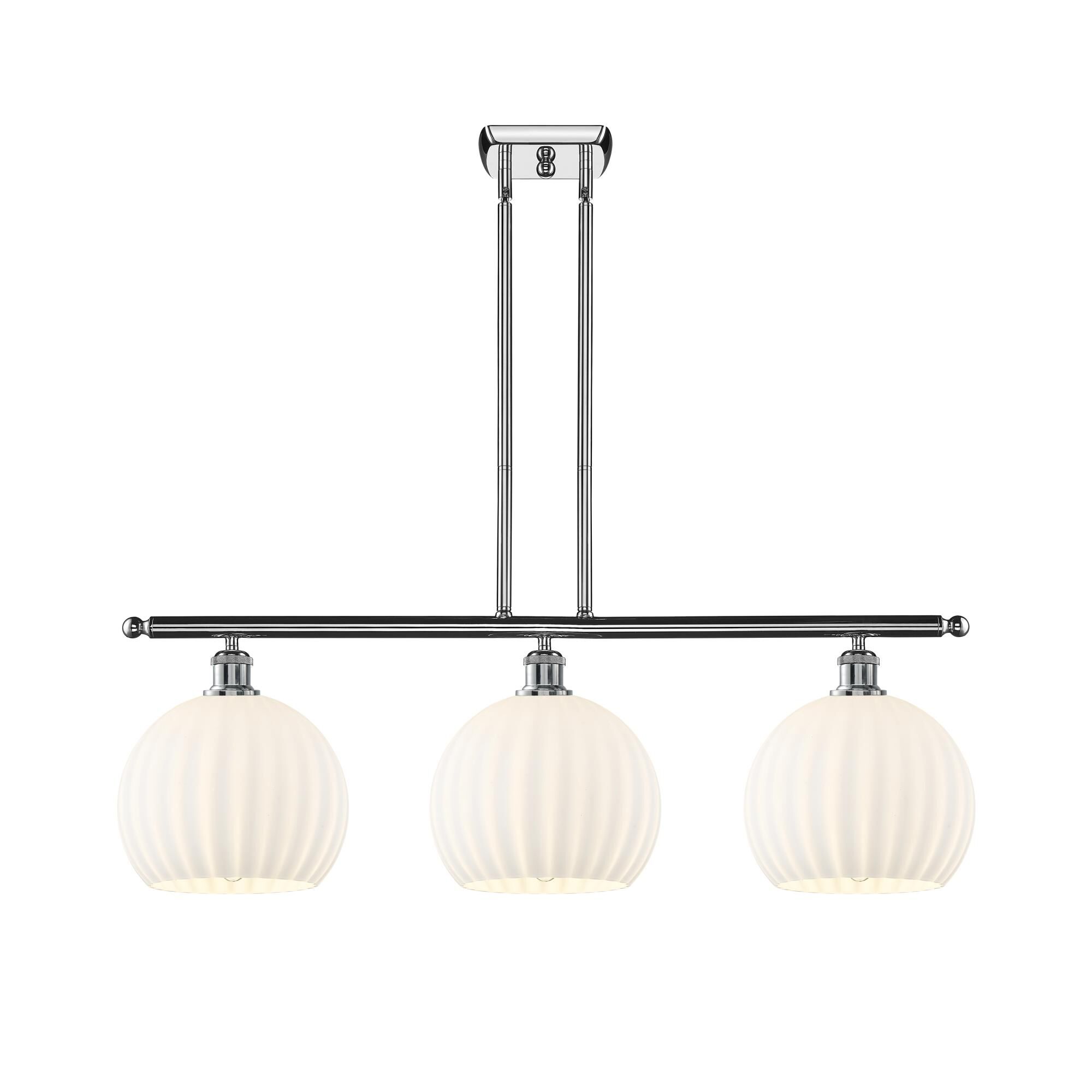 Shown in Polished Chrome finish and White Venetian glass