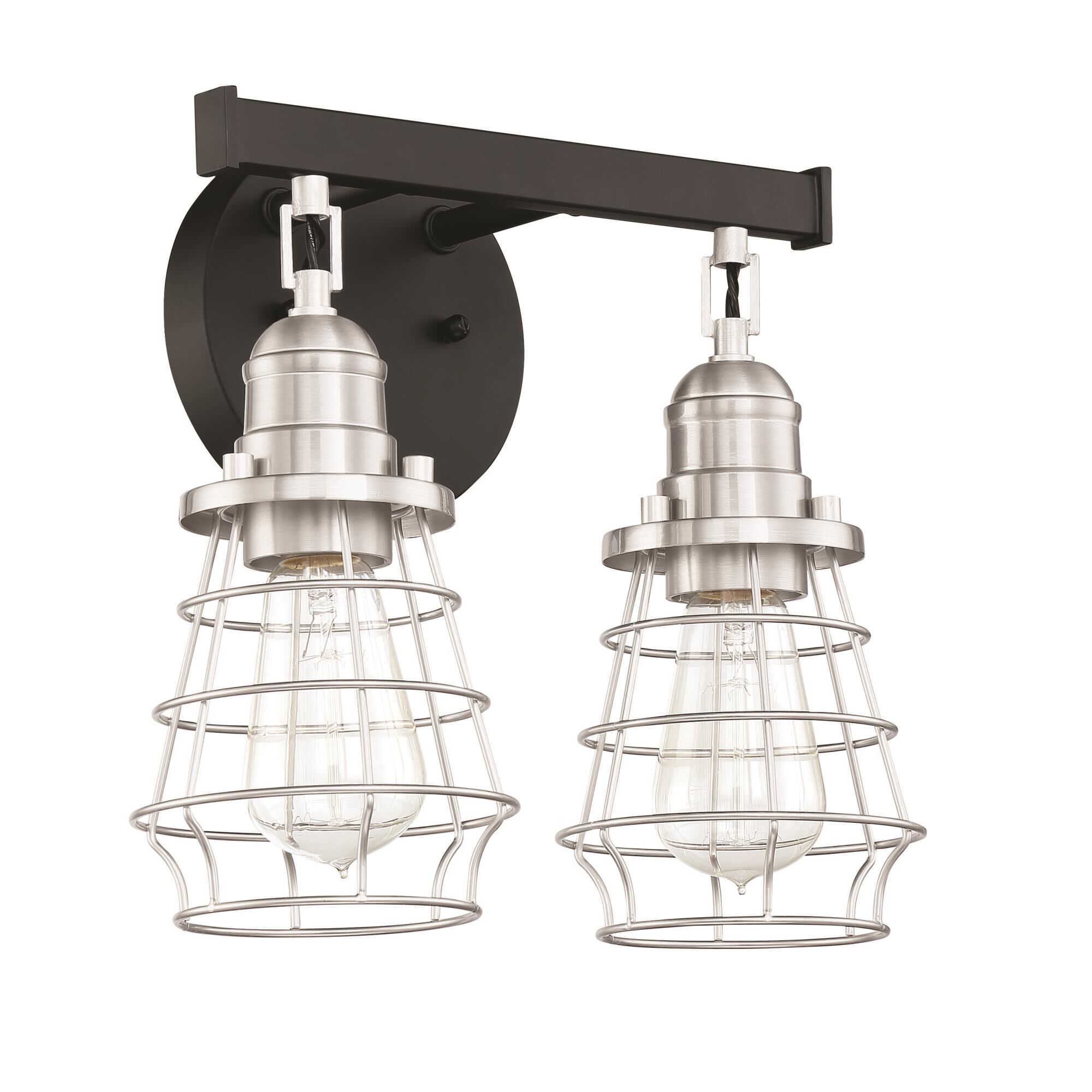 Shown in Flat Black/Brushed Polished Nickel finish and Brushed Polished Nickel glass and Steel shade