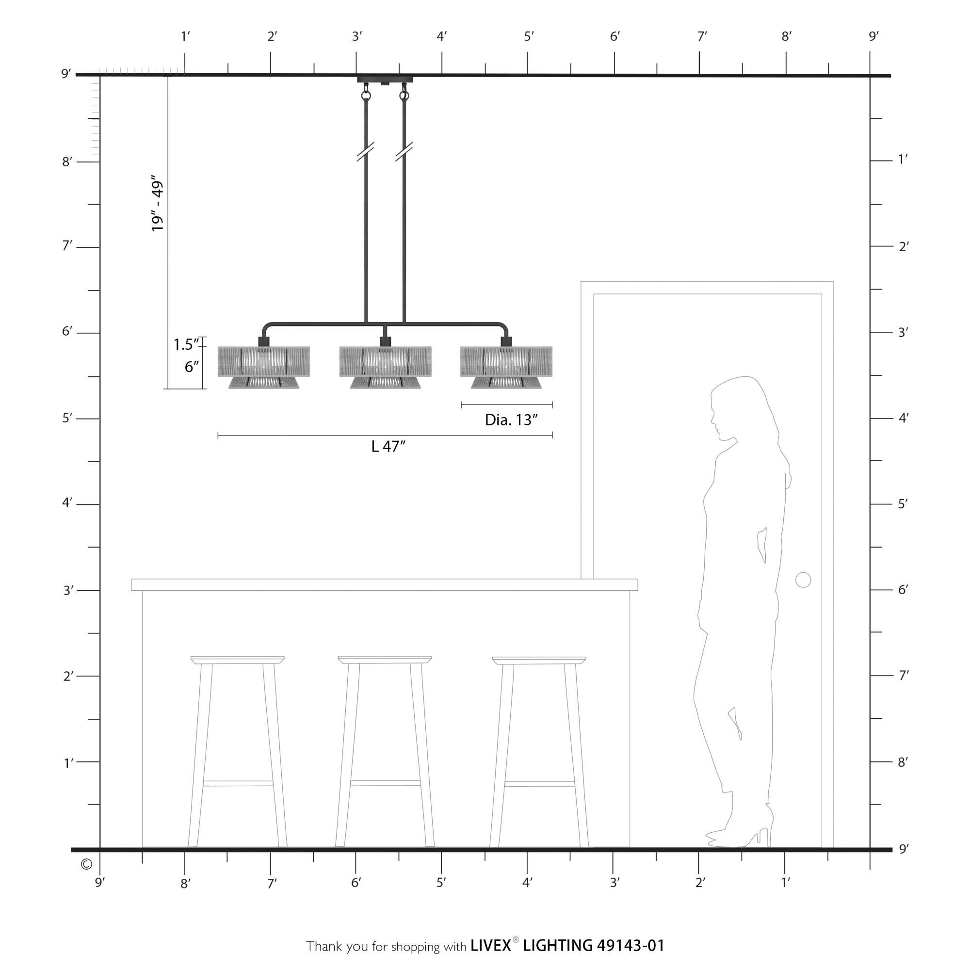 Florell 47 Inch Linear Suspension Light by Livex Lighting