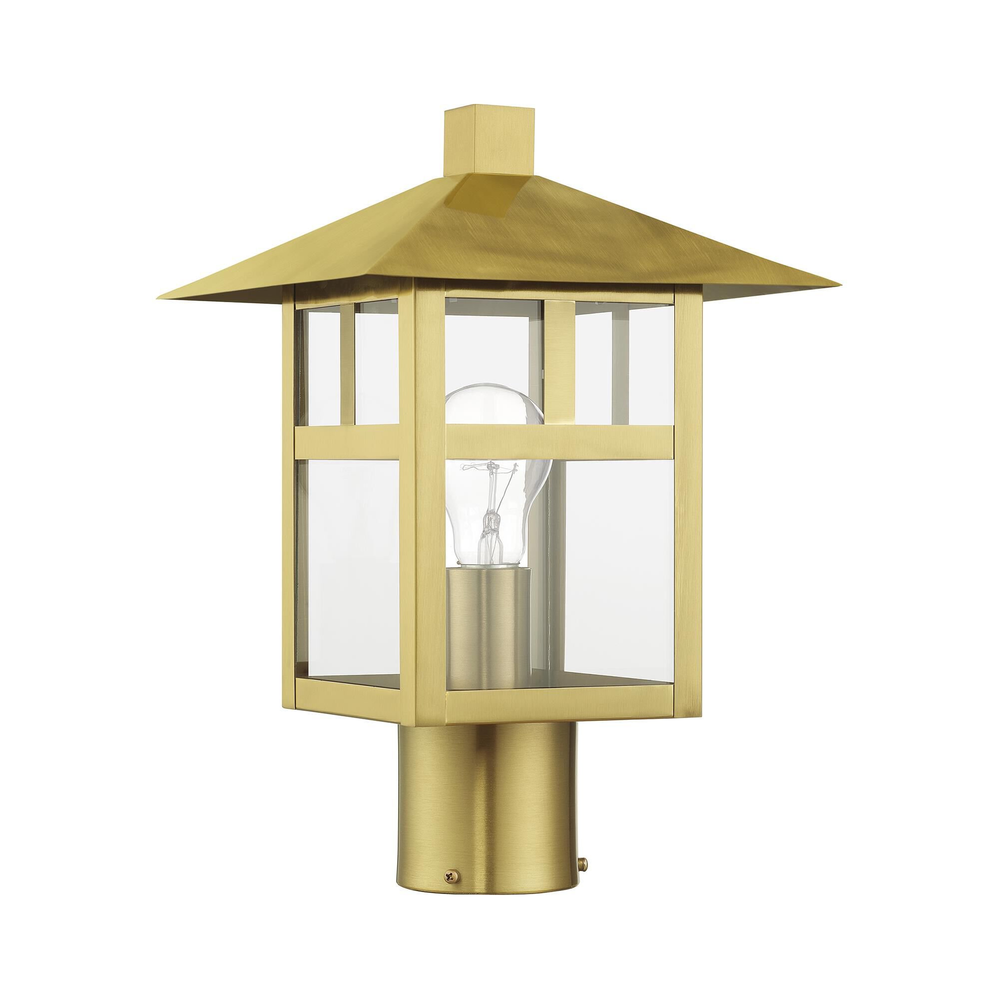 Shown in Satin Gold finish and Clear glass