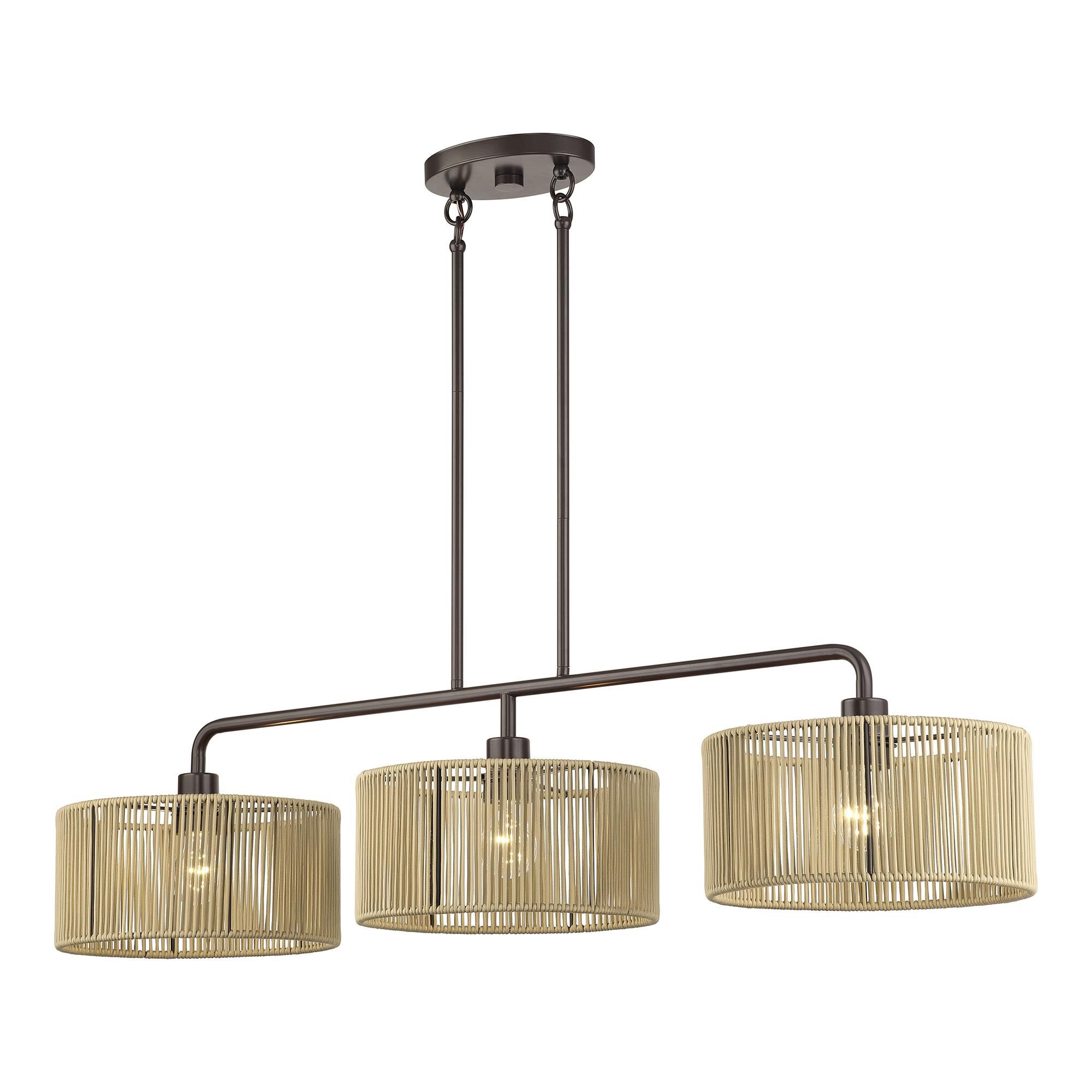Shown in English Bronze finish and Hand-Woven Venetian Gold Color Polyester Rope shade
