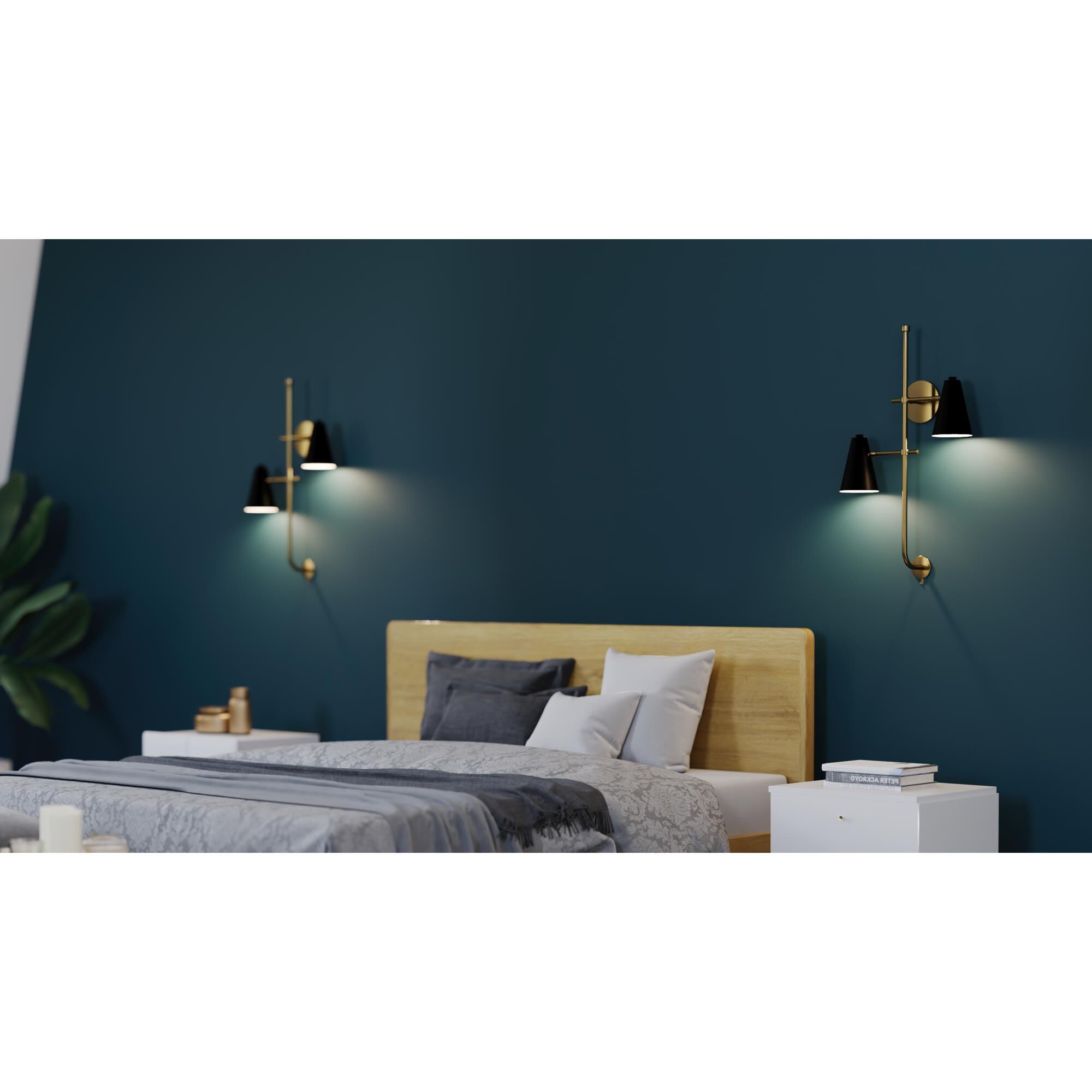 Shown in Black finish and Black Outside, White Inside shade