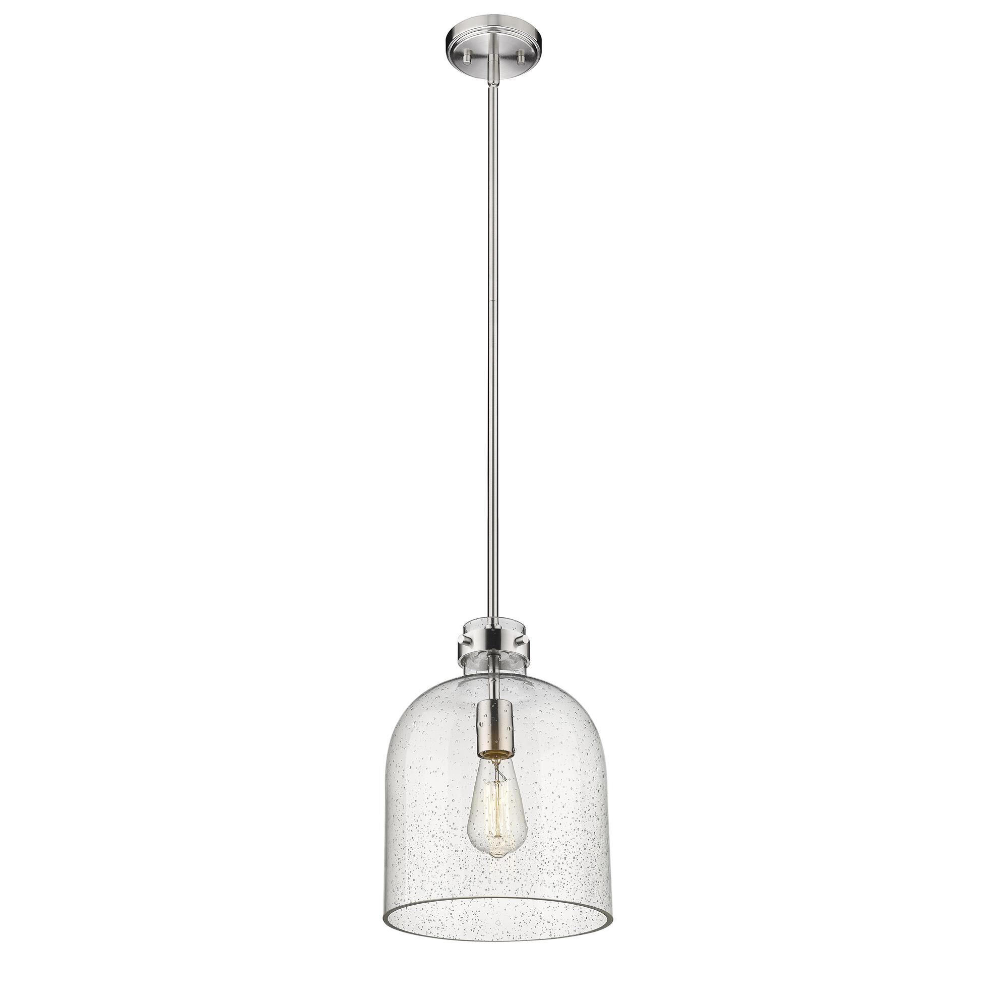 Shown in Brushed Nickel finish and Glass shade
