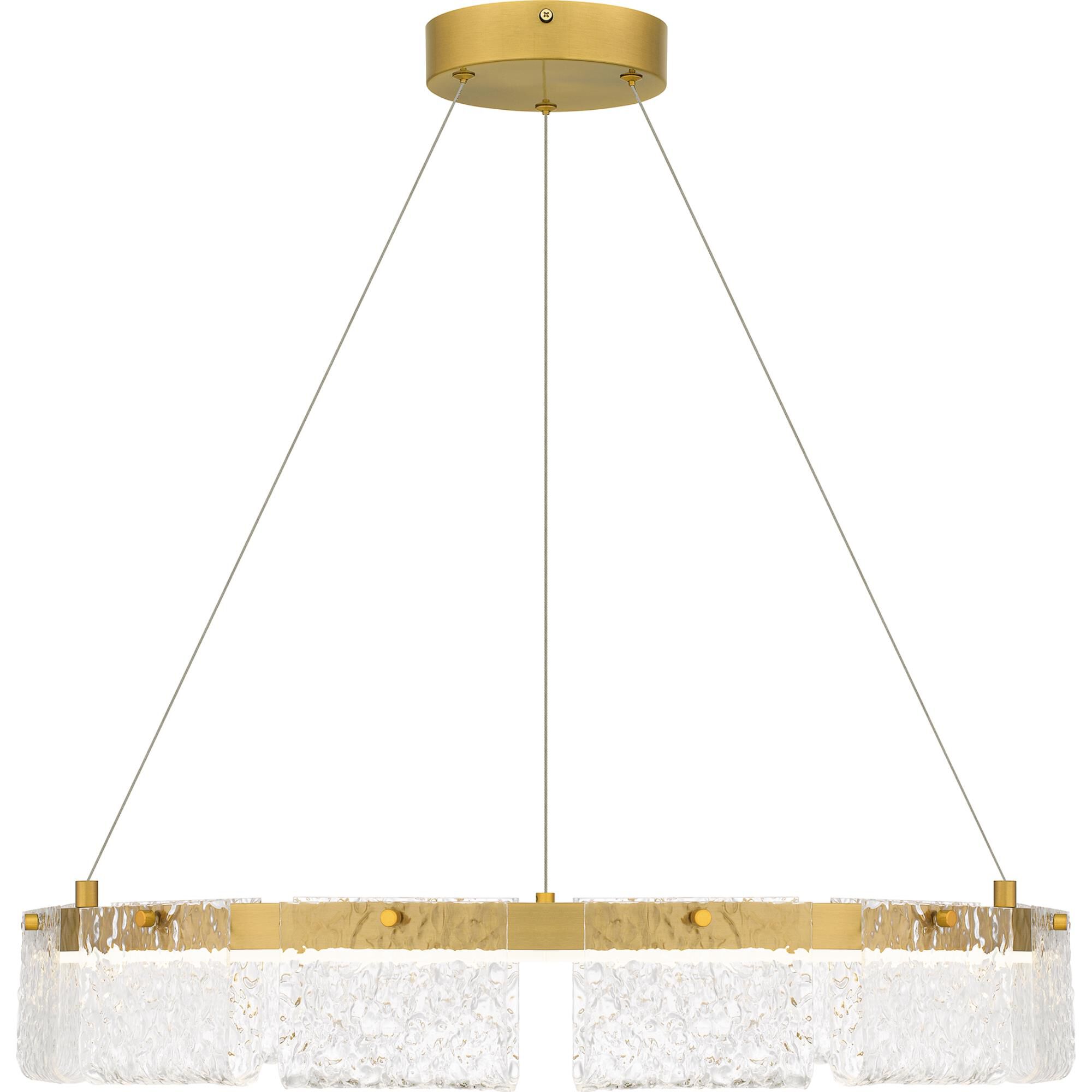 Shown in Brushed Gold finish and Clear Hammered Acylic shade
