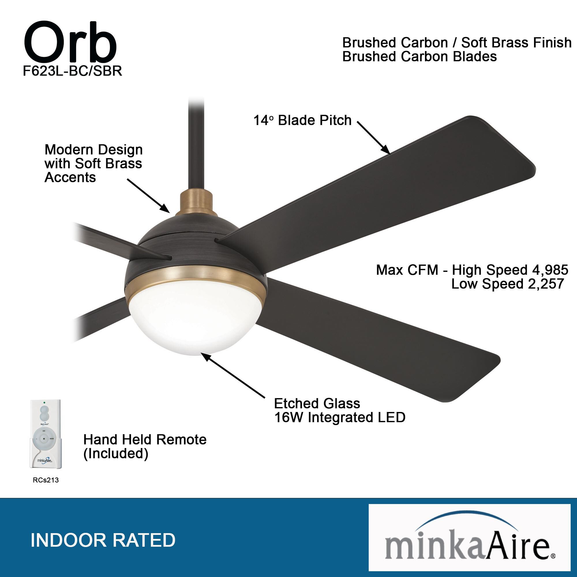 Orb 54 Inch Ceiling Fan with Light Kit by Minka Aire by Minka Aire