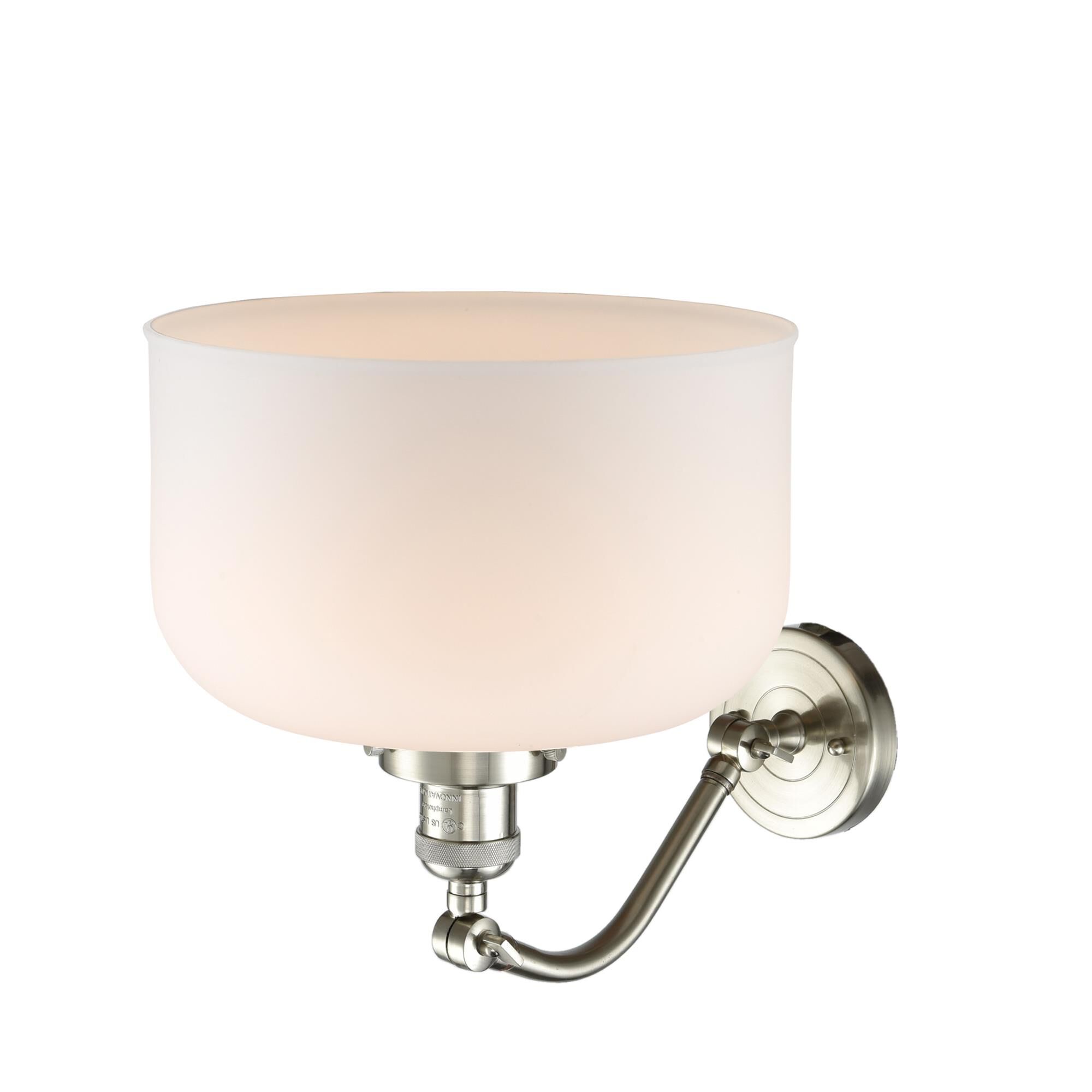Shown in Brushed Satin Nickel finish and Matte White Cased glass