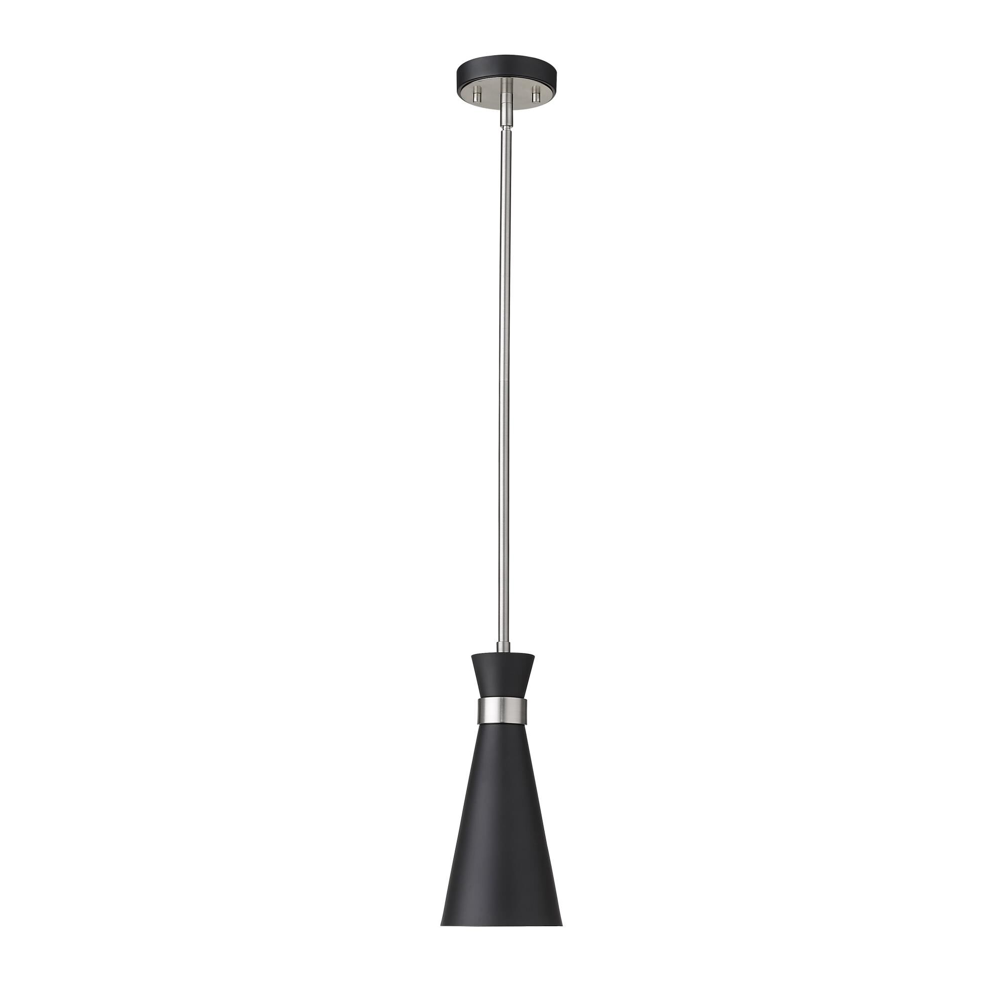 Shown in Matte Black + Brushed Nickel finish and Metal glass and Metal shade