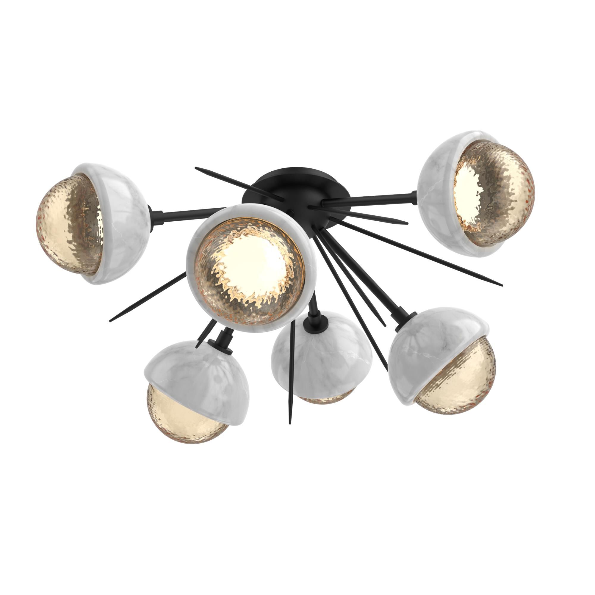Shown in Matte Black finish and Amber glass and White Marble accent