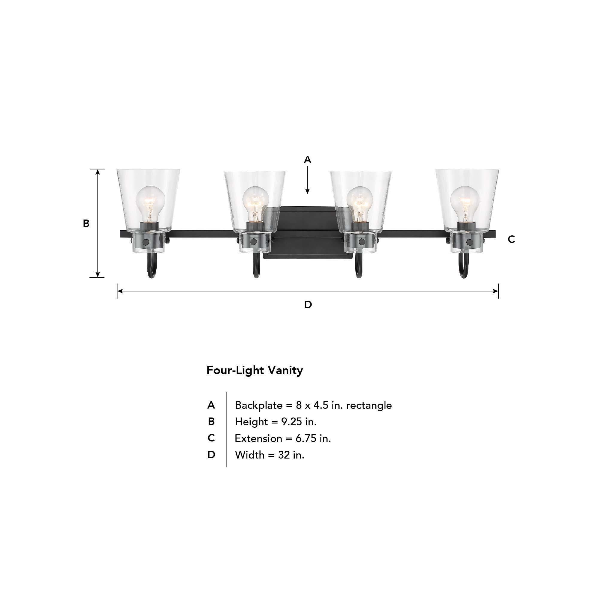 Inwood 32 Inch 4 Light Bath Vanity Light by Designers Fountain