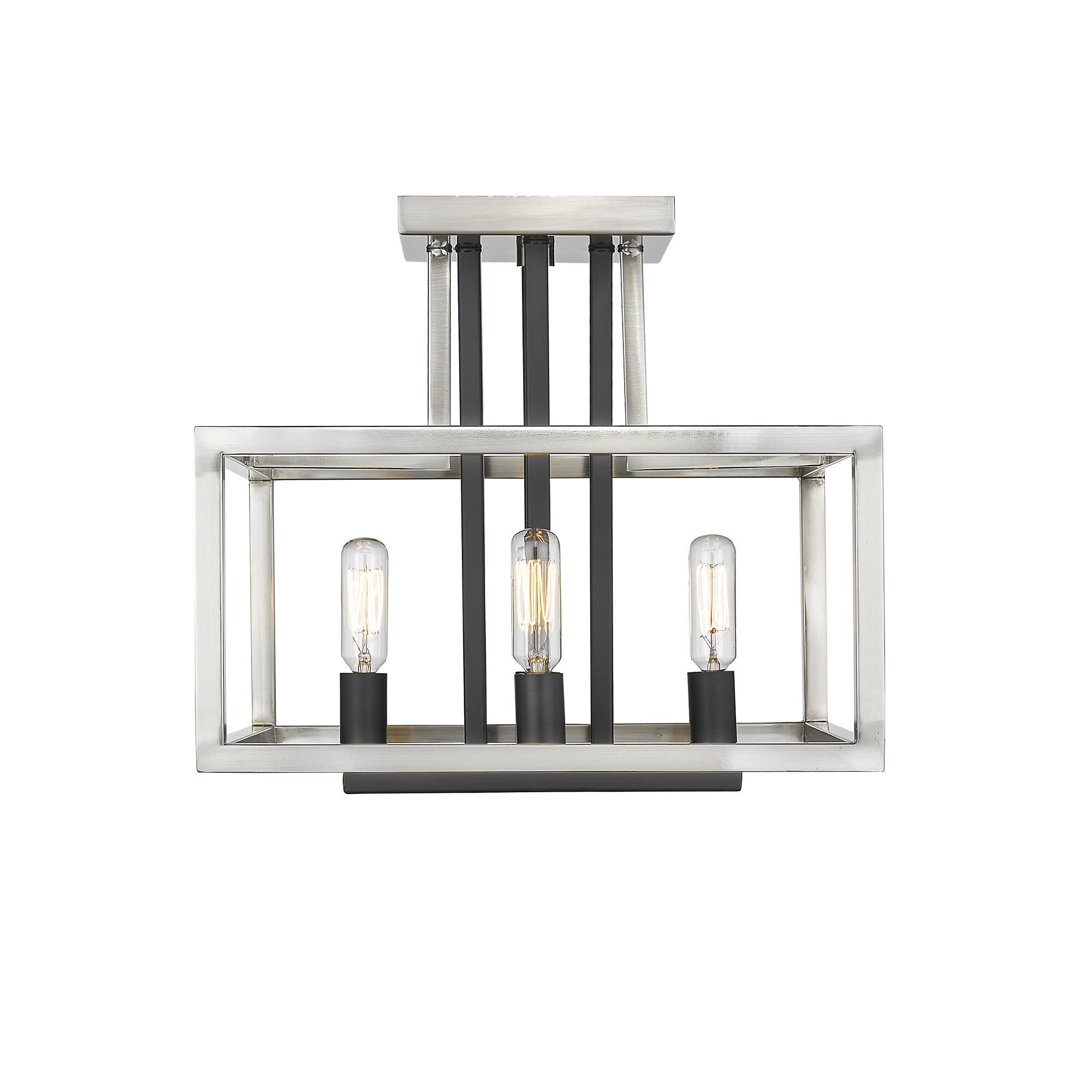 Shown in Brushed Nickel + Black finish and --- glass and --- shade
