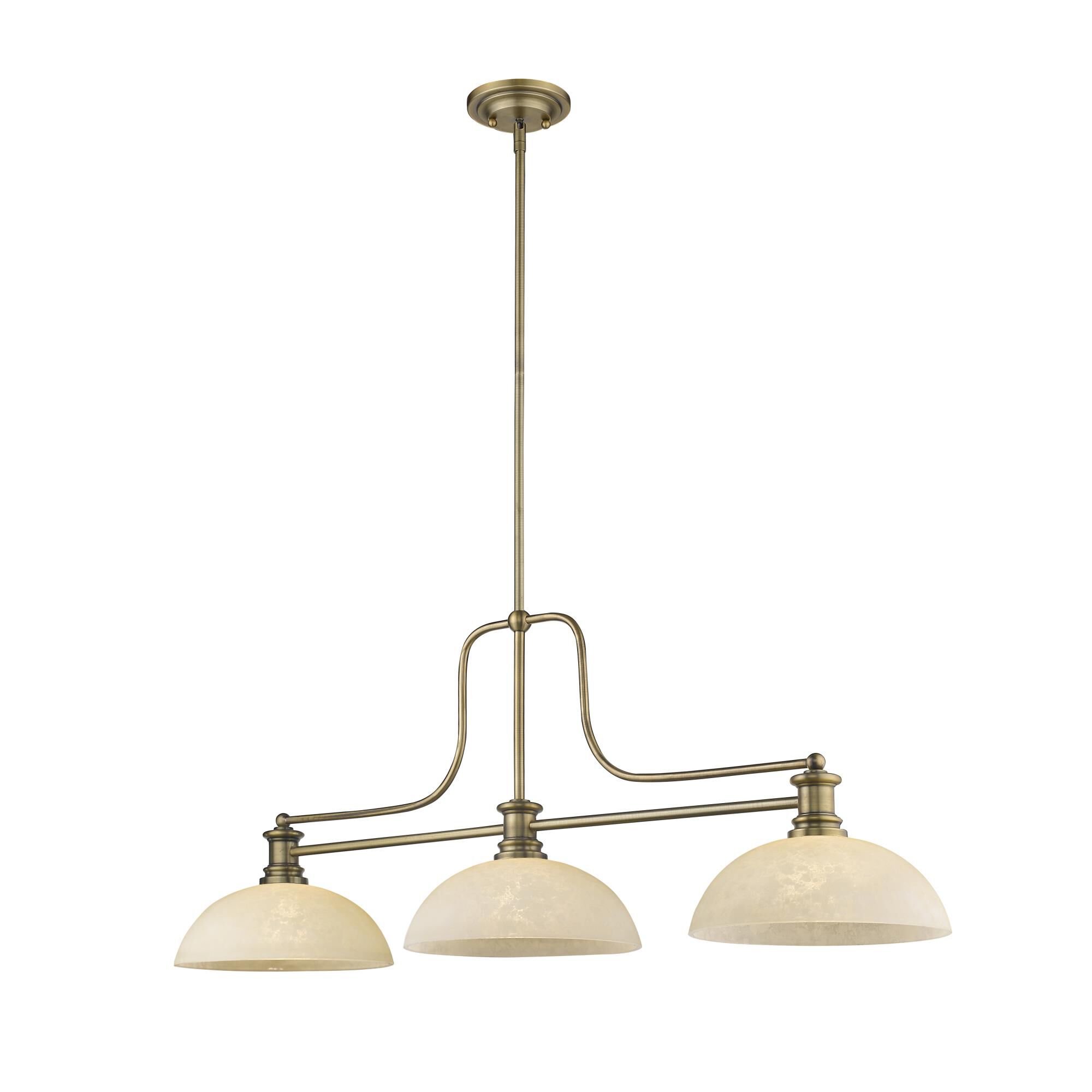 Shown in Heritage Brass finish and Glass shade