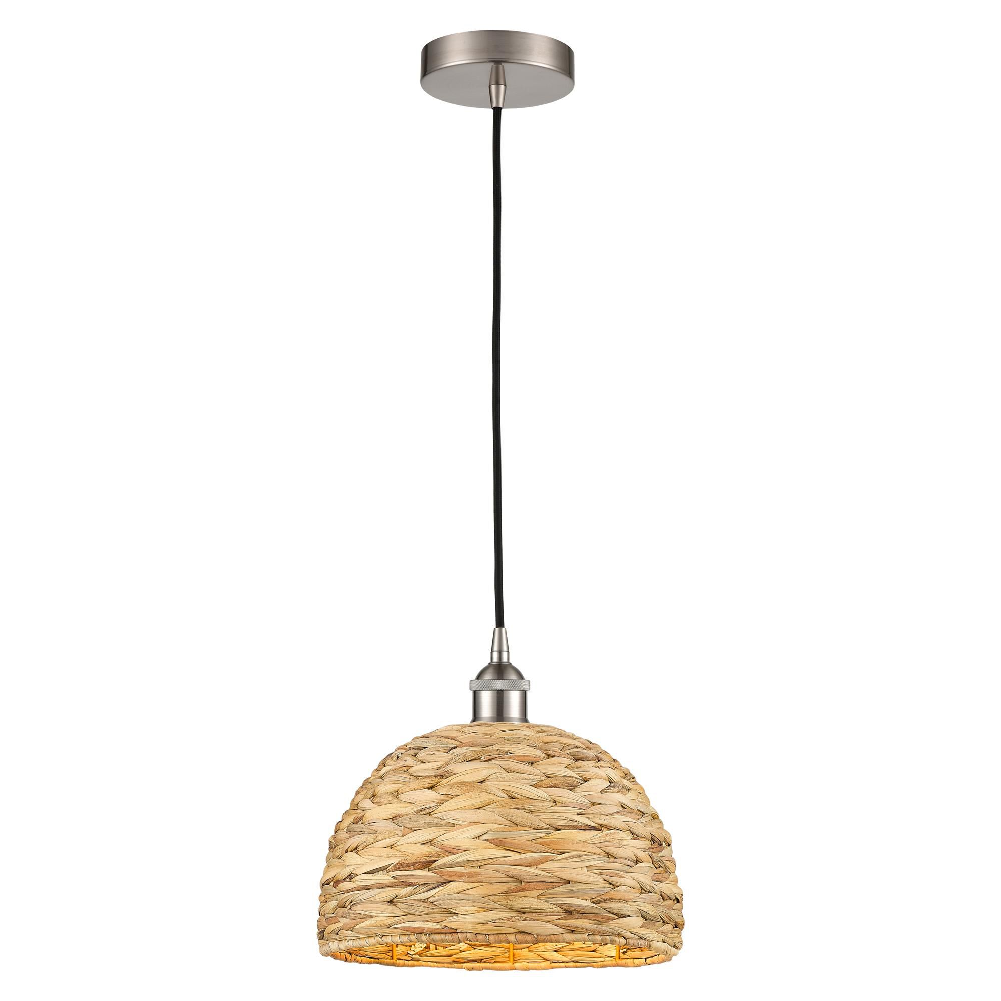 Shown in Brushed Satin Nickel finish and Natural shade