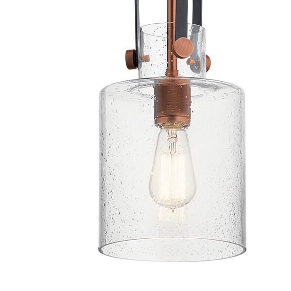 Shown in Antique Copper finish and Clear Seeded glass