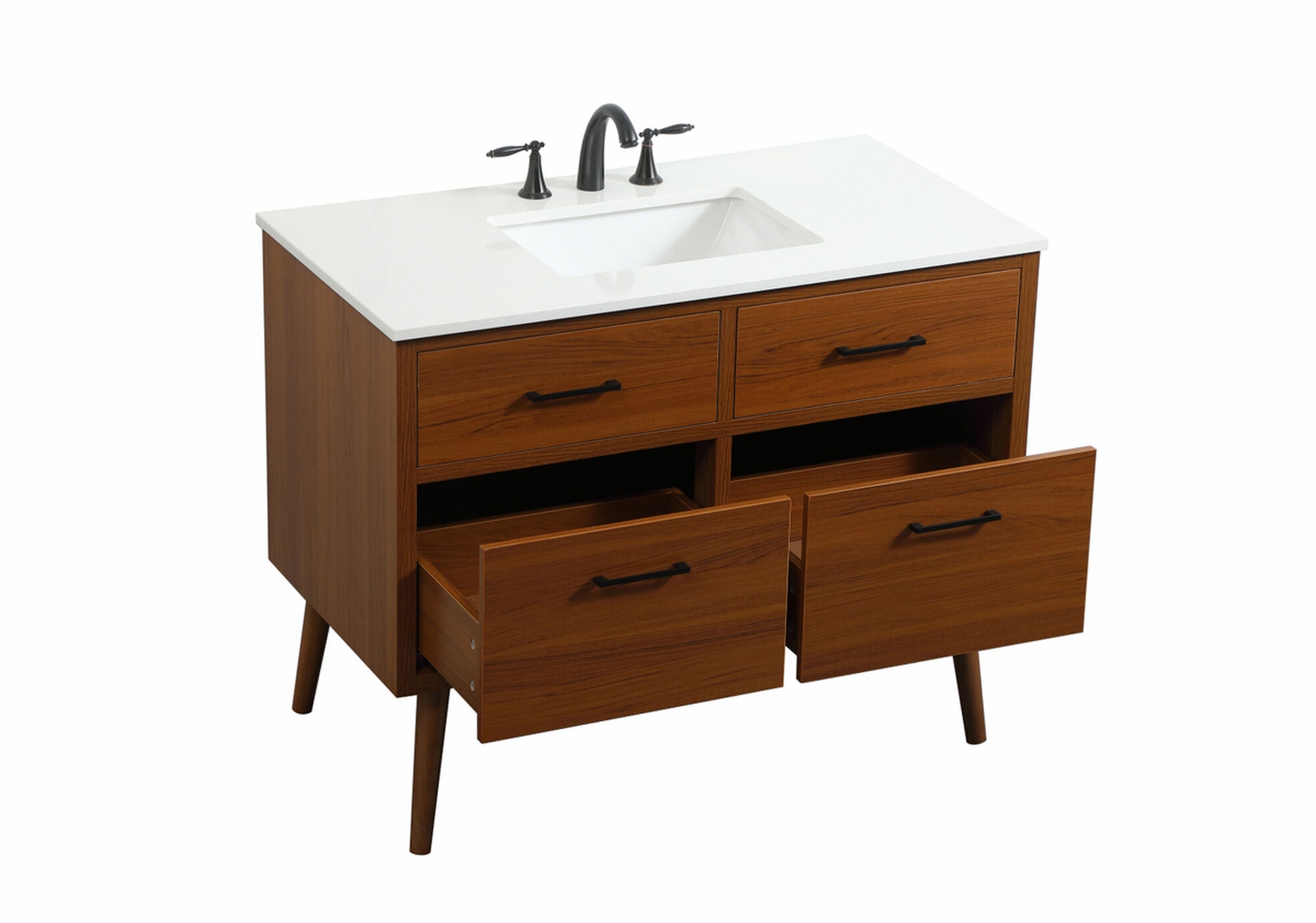 Shown in Teak finish and Without Backsplash accent