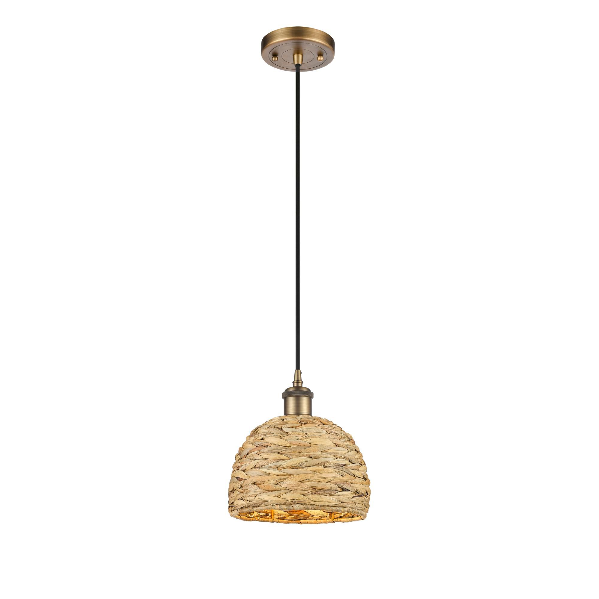 Bruno Marashlian Woven Rattan 8 Inch Mini Pendant by Innovations Lighting