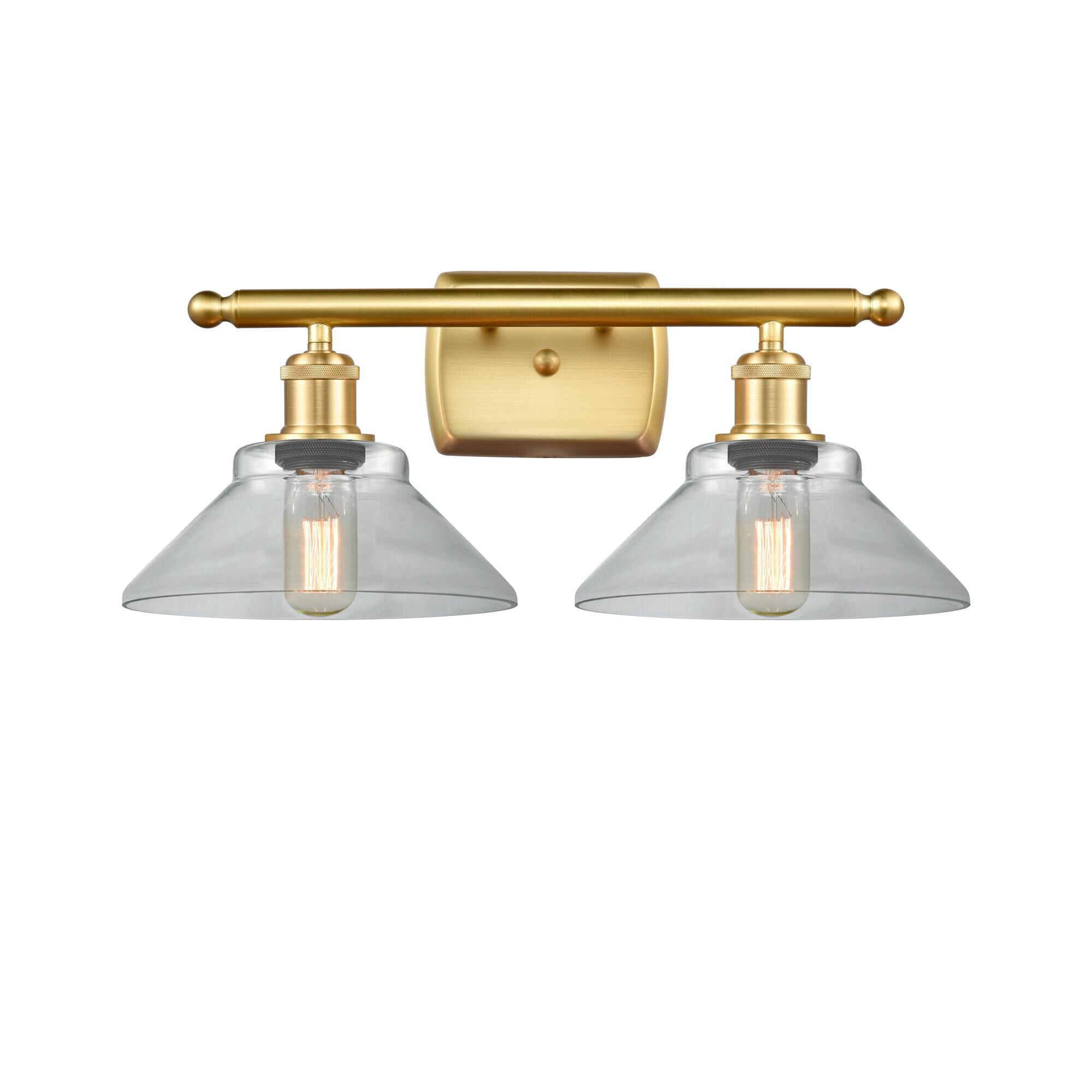 Shown in Satin Gold finish and Clear Orwell glass