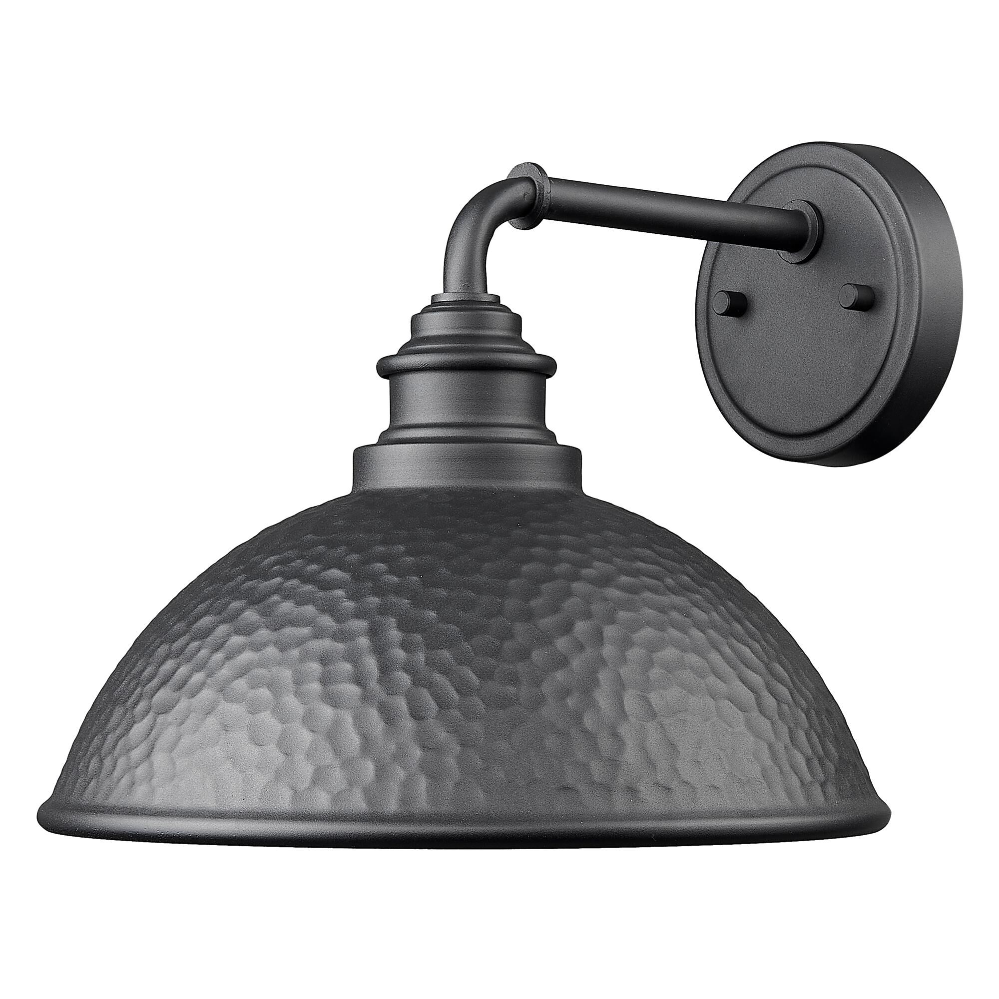 Shown in Hammered Black With Matte Gold Interior finish and Black Hammered Metal shade