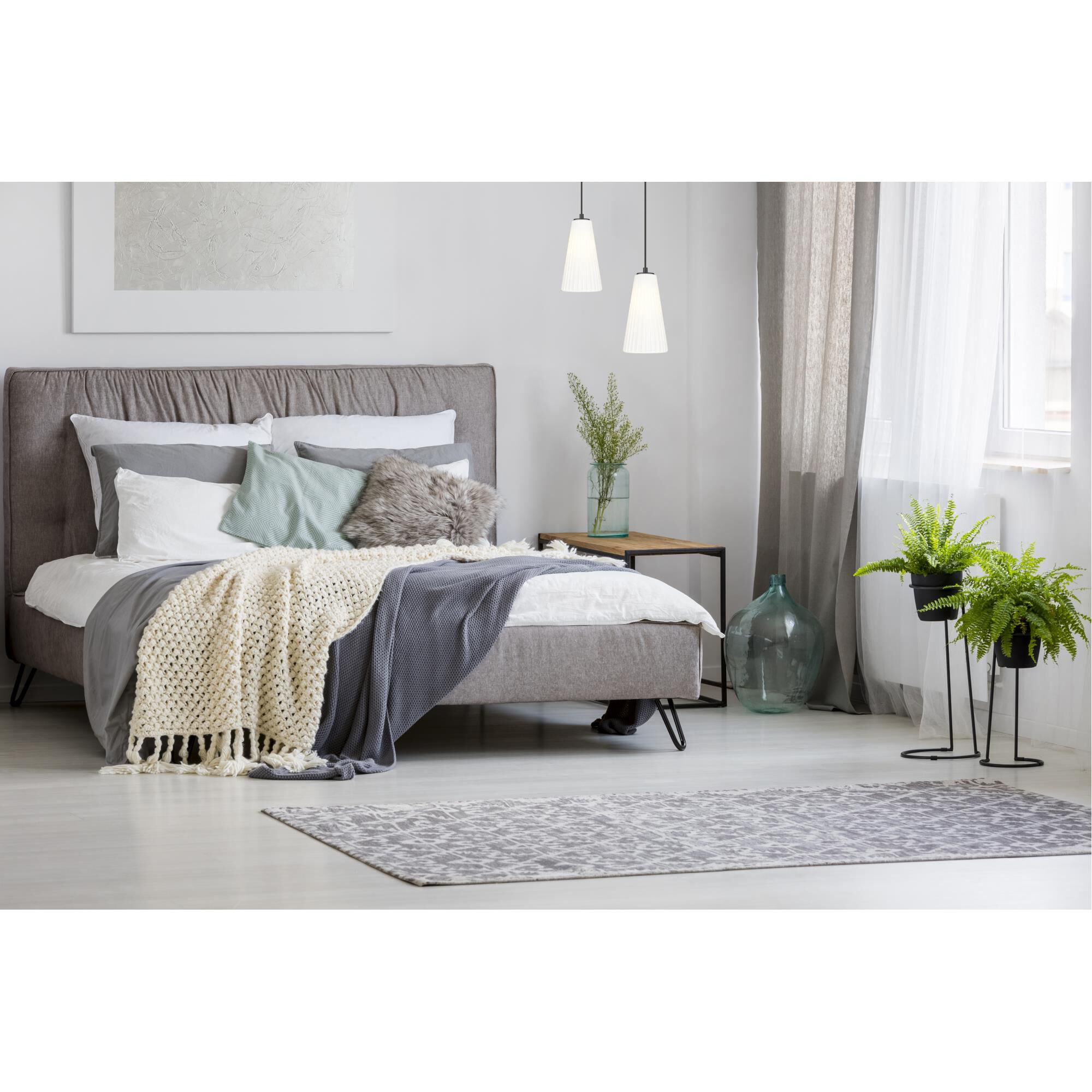 Shown in Matte Black finish and White glass and White shade