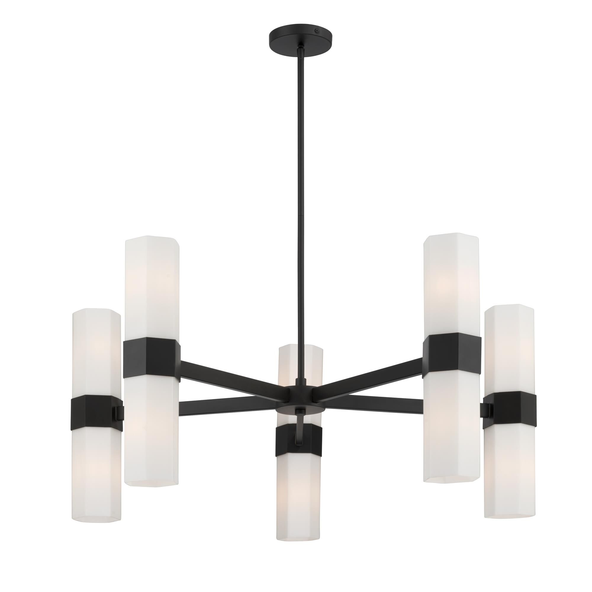 Shown in Dark Matte Black finish and Etched Opal glass