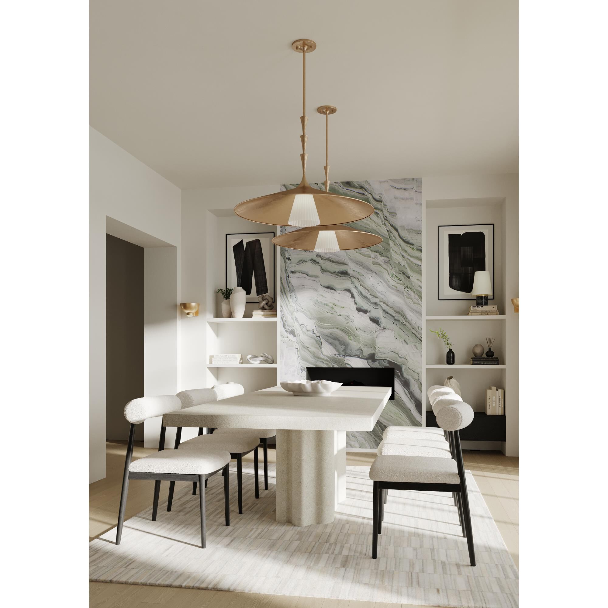 Shown in Vintage Gold Leaf finish and Clear Seeded Glass shade