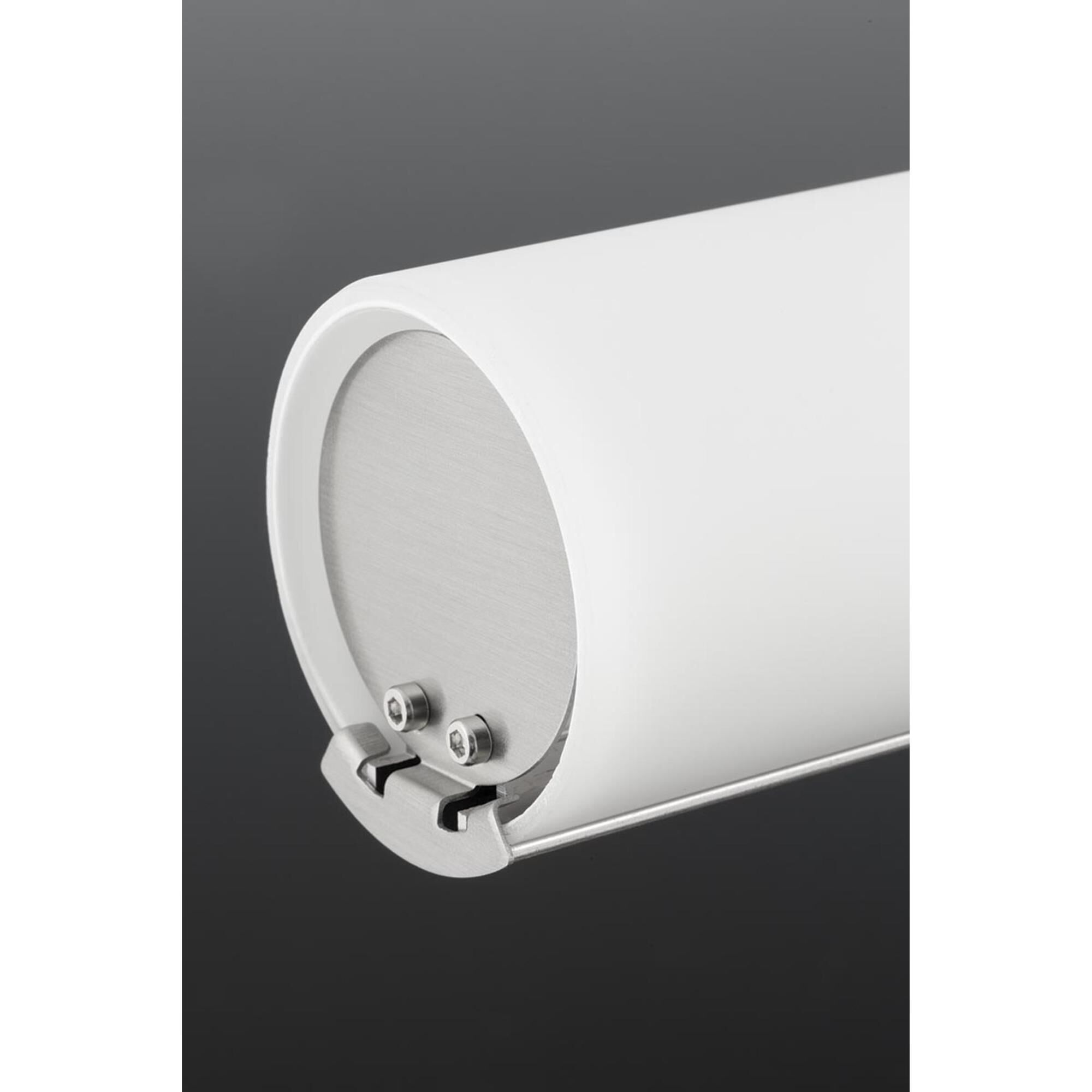 Shown in Brushed Nickel finish and Etched White glass