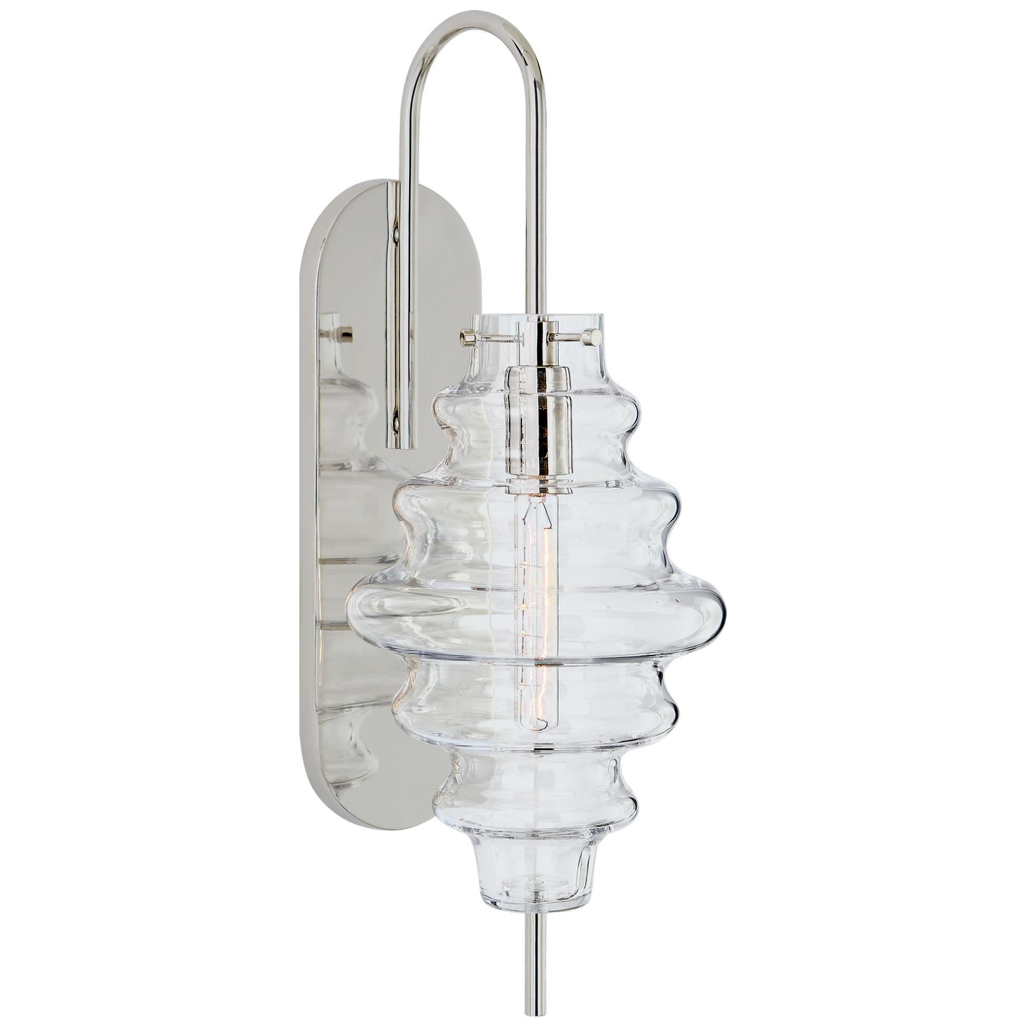 Shown in Polished Nickel finish and Clear glass